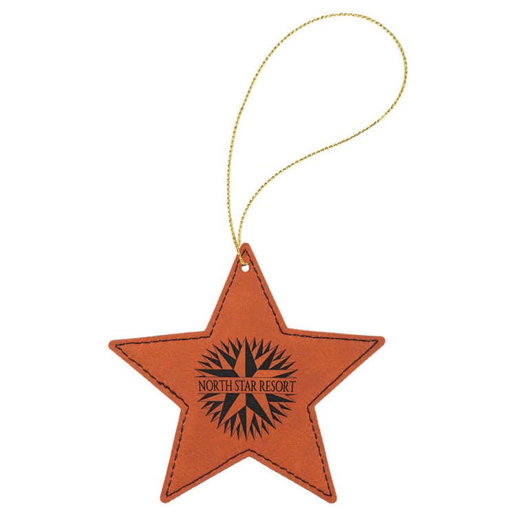 Rawhide Leatherette Star Ornament with Gold String 2