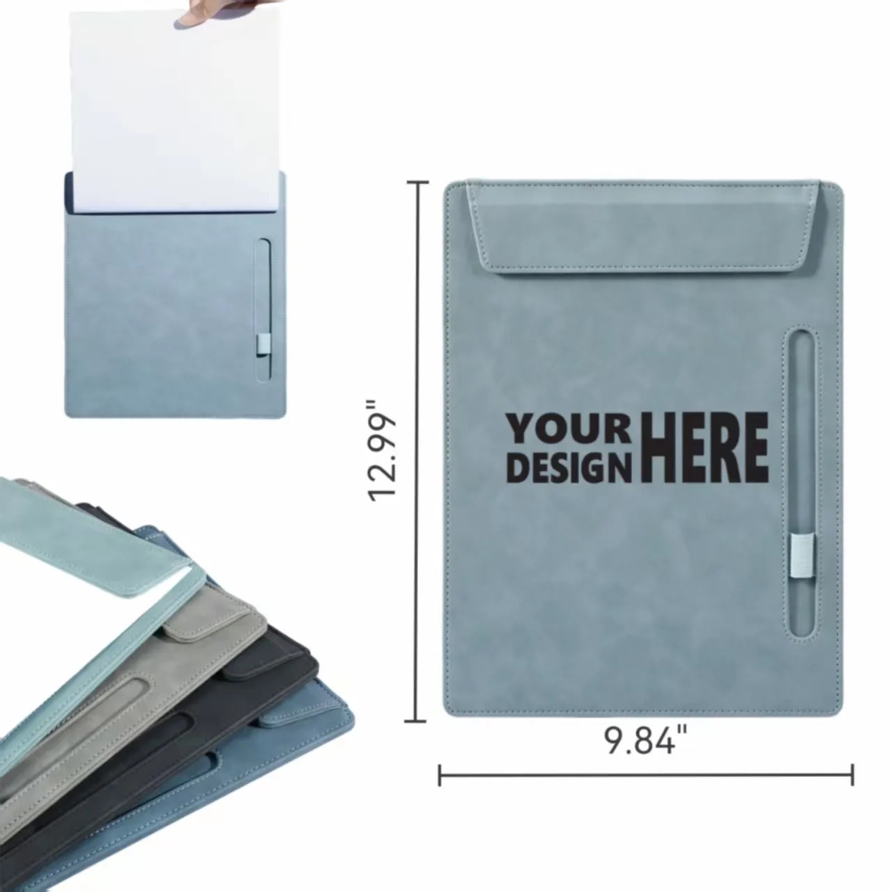 Custom Logo Leather A4 Magnetic Document Holder 3