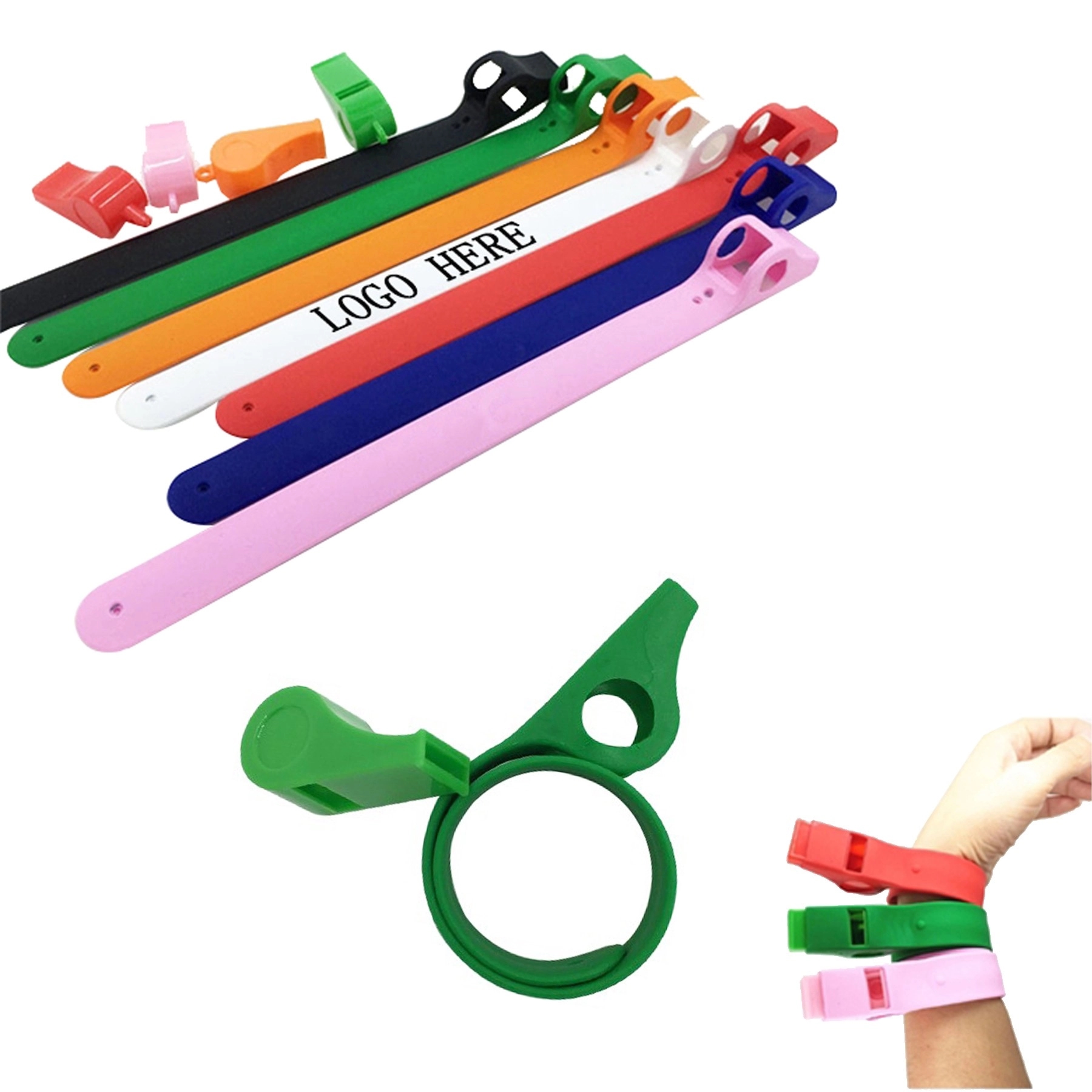 Silicone Slap Wristband With Whistle 1
