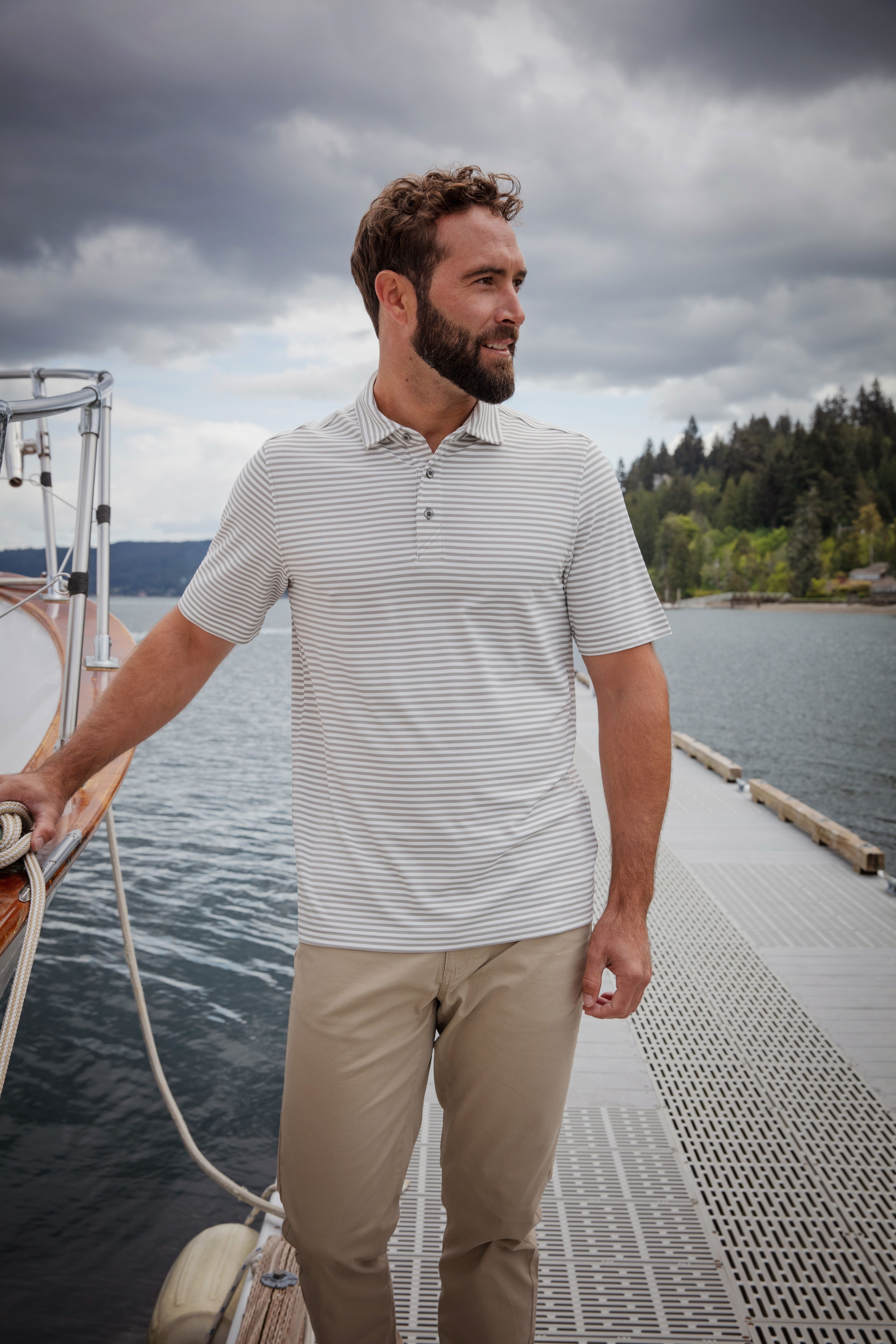 Cutter & Buck Virtue Recycled Stripe Featherlight Pique Mens Big & Tall Polo Big & Tall 66