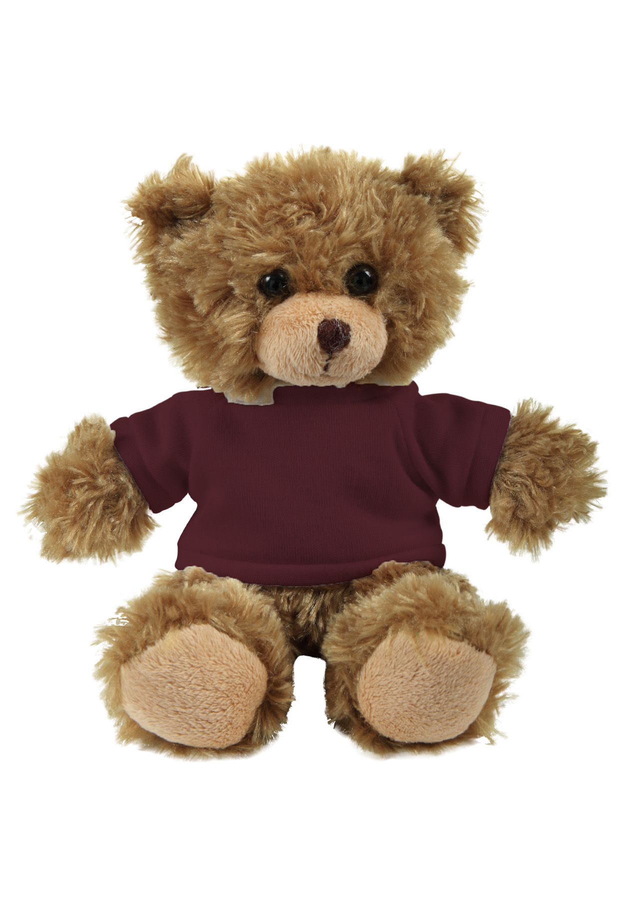soft plush Mocha Curly Sitting Bear  with t-shirt 1