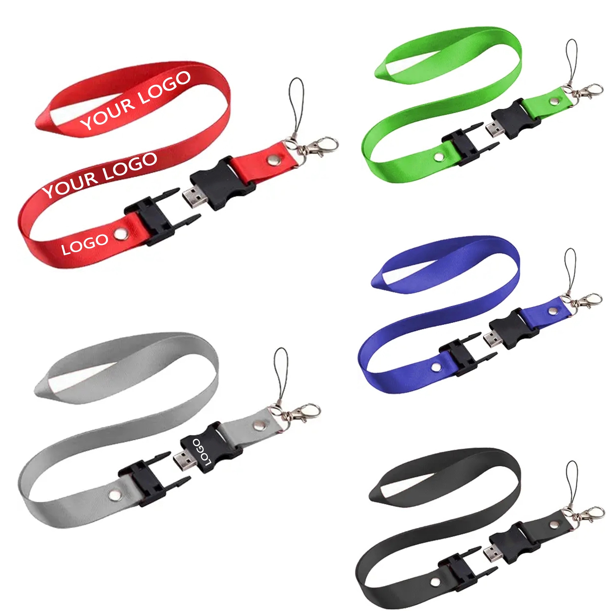 Detachable 3/4" Lanyard with USB Flash Drive MOQ100pcs 1