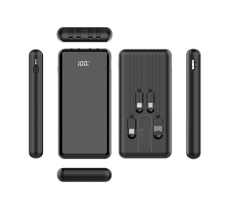 Slim Power Bank with 4 Built-in Cables - 10000 mAh 3
