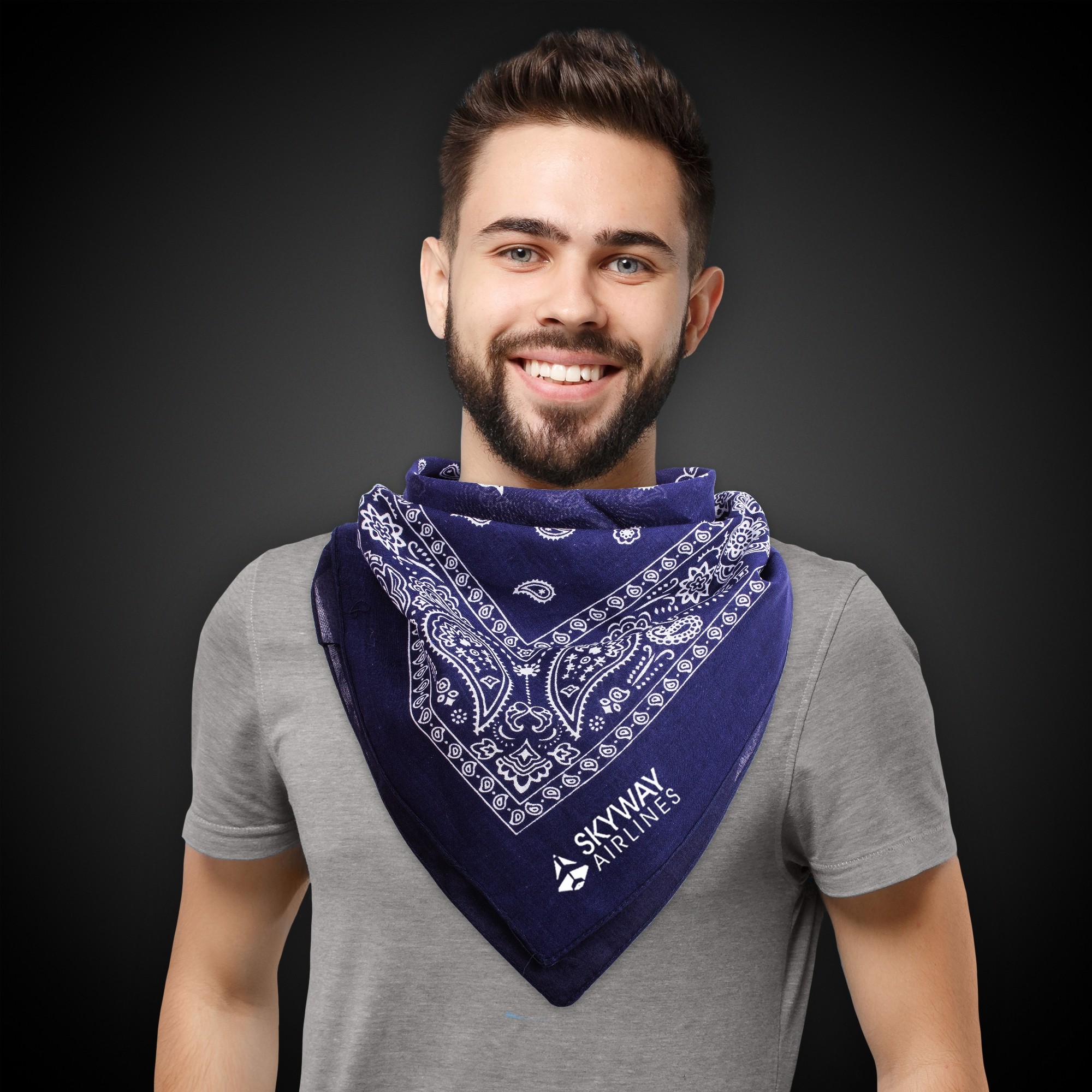 Navy Blue Cotton Bandana 22" x 22" 5