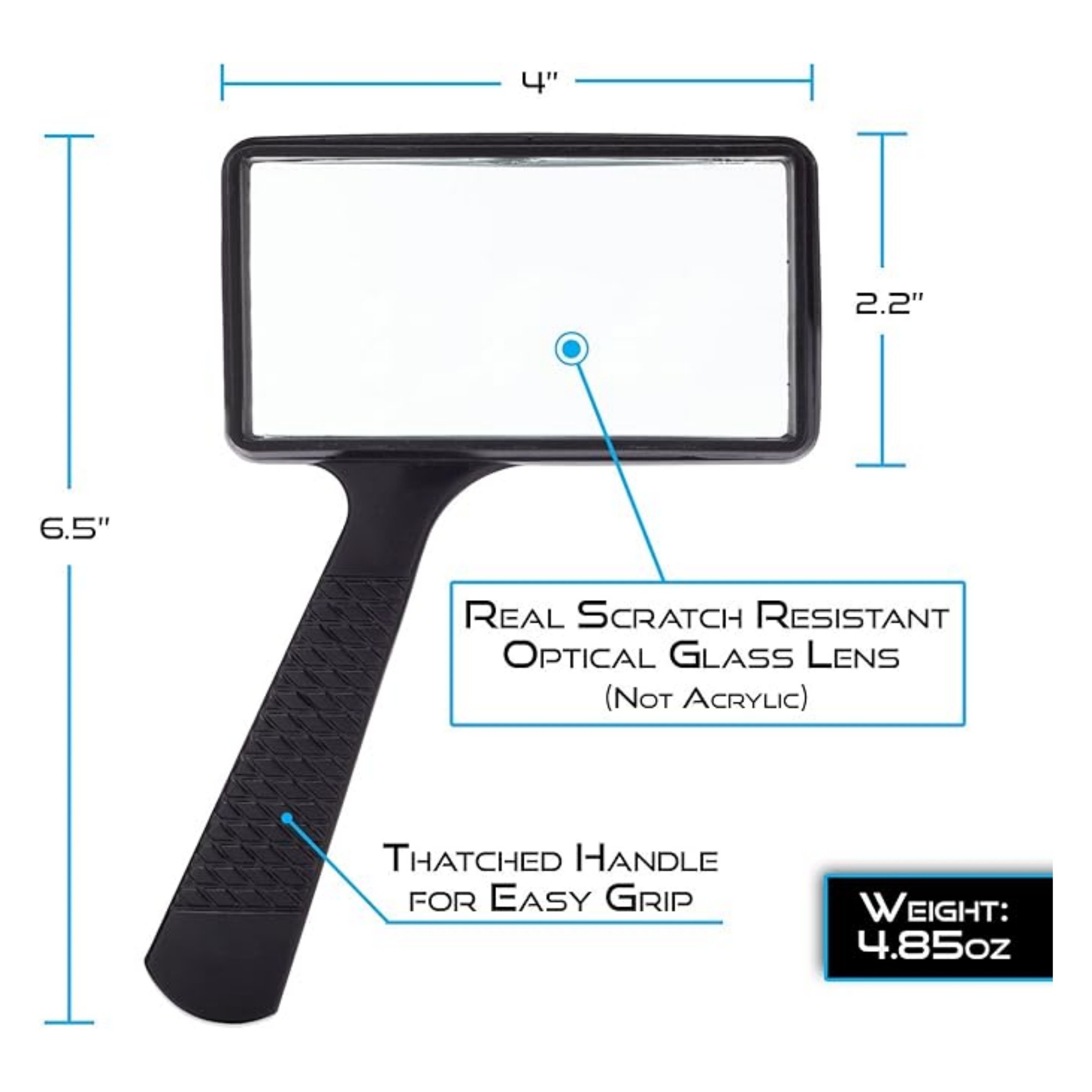 3X Rectangular Handheld Magnifying Glass 3