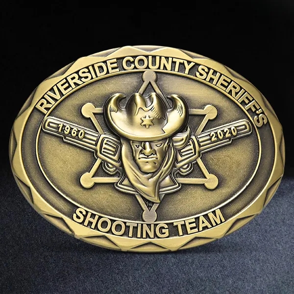 Custom Belt Buckles (3"x4" Oval), custom branded apparel with logo imprint 2