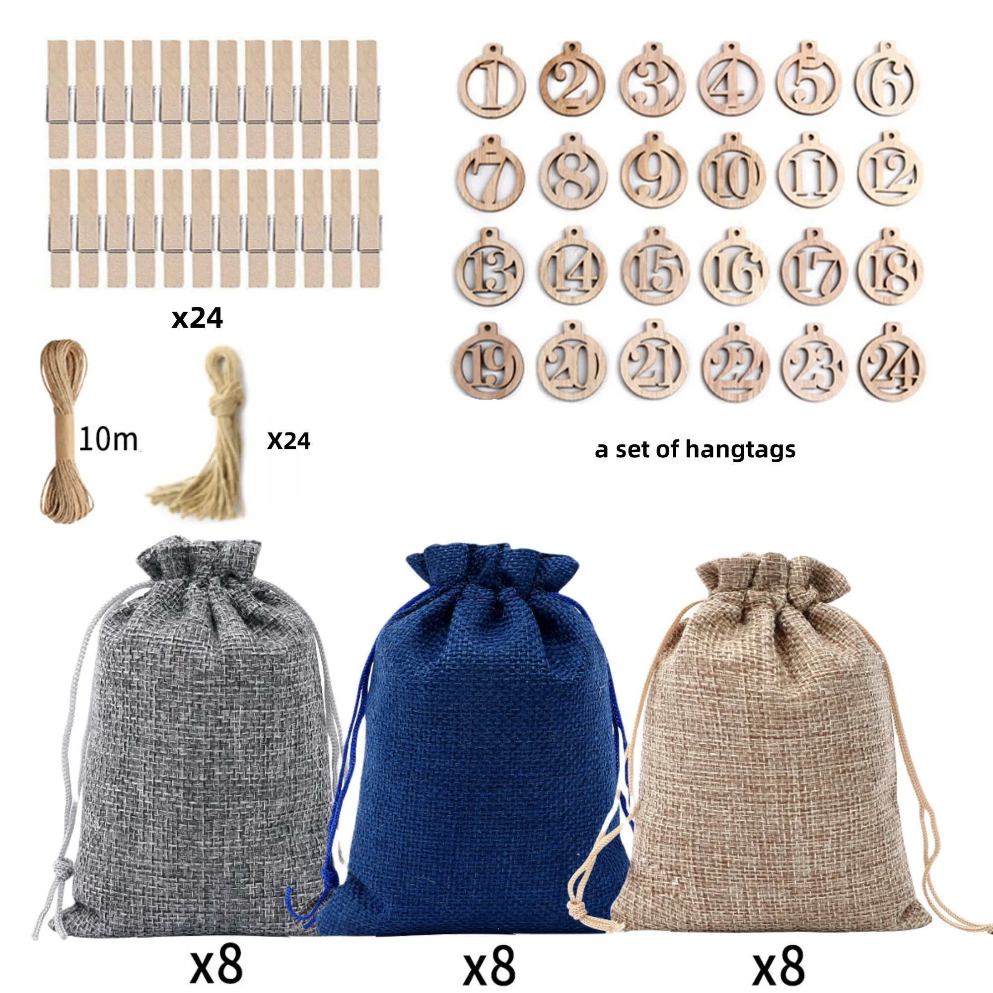 Burlap Drawstring Gift Bag Set 2