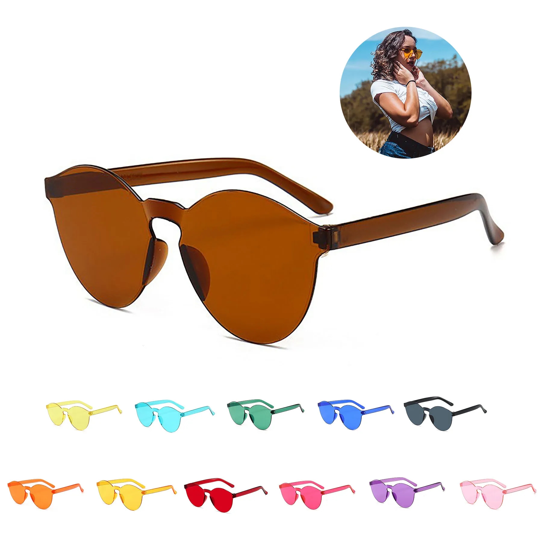 Round Rimless Sunglasses 2