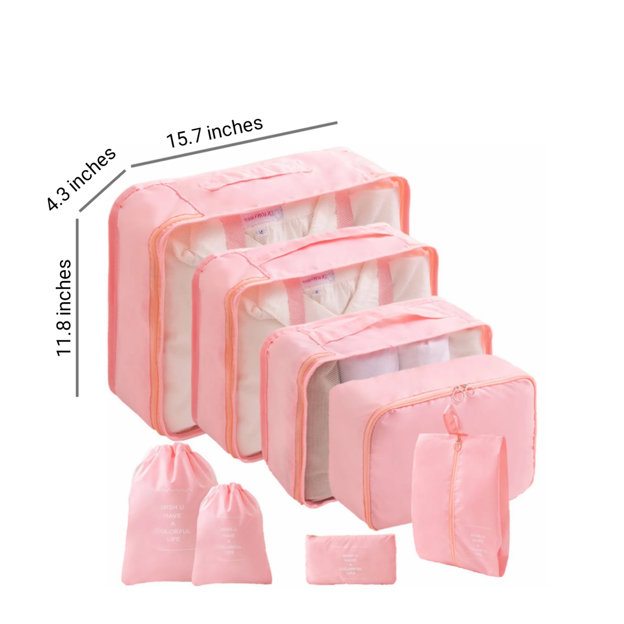 8-Piece Clothing Organizing Cubes 15.7" x 4.3" x 11.8" 11