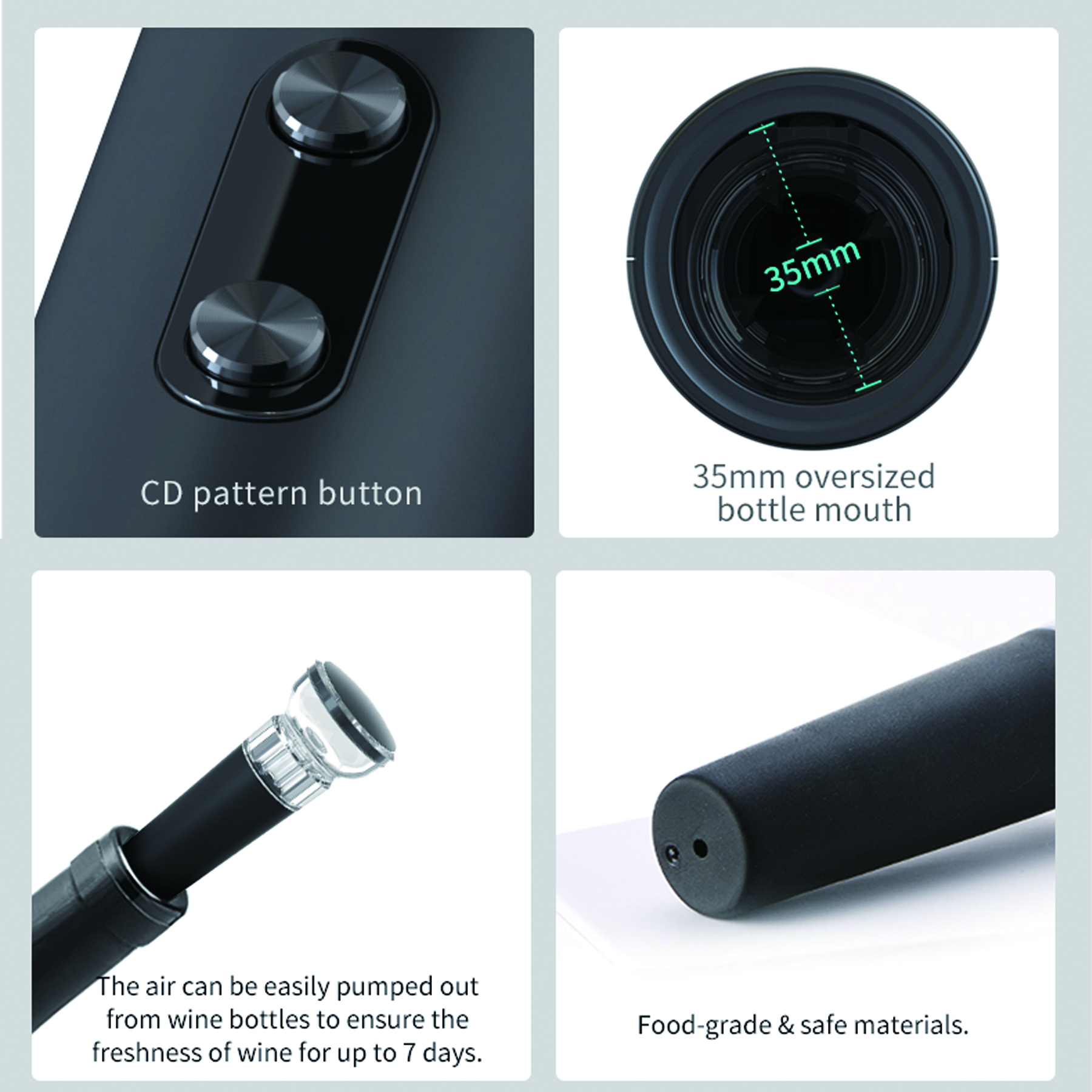 WineVault Electric Wine Opener Set with Pourer, Stopper & Storage Base 11