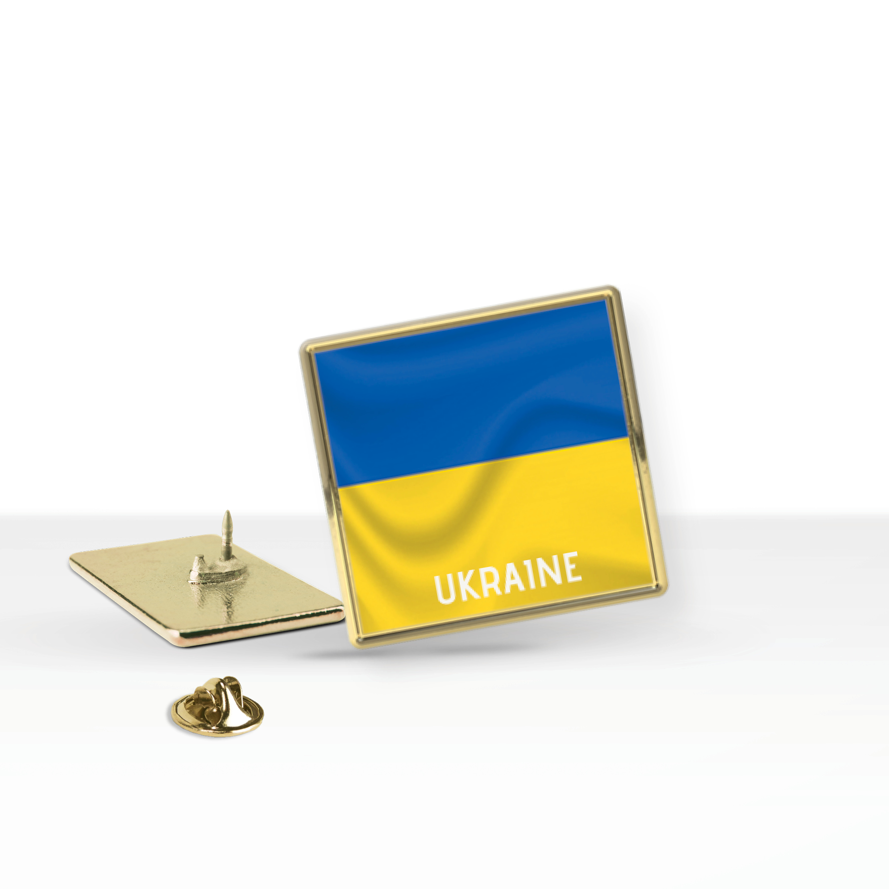 Support Ukraine Express Lapel Pin (0.75 x 0.75 in Square) 2