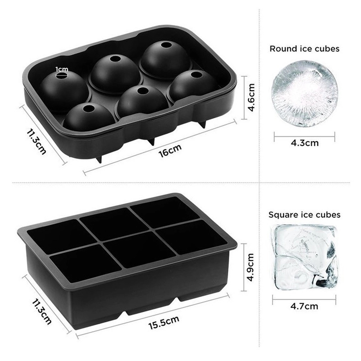 Silicone Ice Cube Trays With Lids Large Square Molds 5
