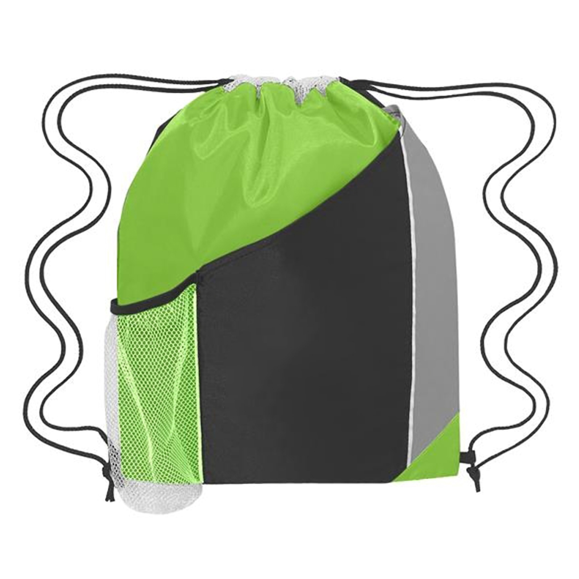 Polyester Drawstring Bag with Side Mesh Pocket 4