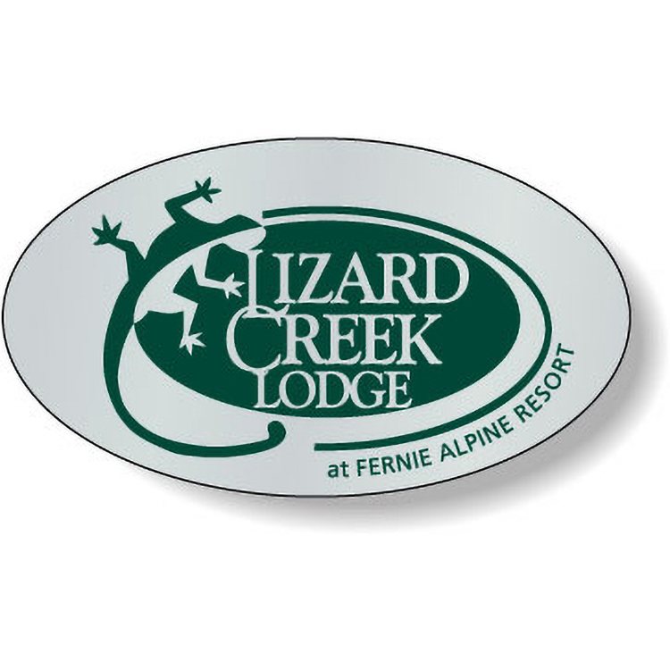 Dull Silver Foil Paper Flexo-Printed Stock Oval Roll Labels (1"x1.75")