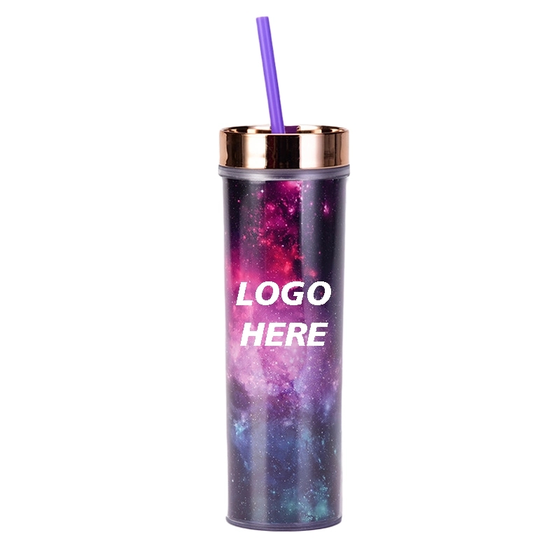 Custom 16 oz Transparent AS Plastic Tie dye Straw Tumbler 7