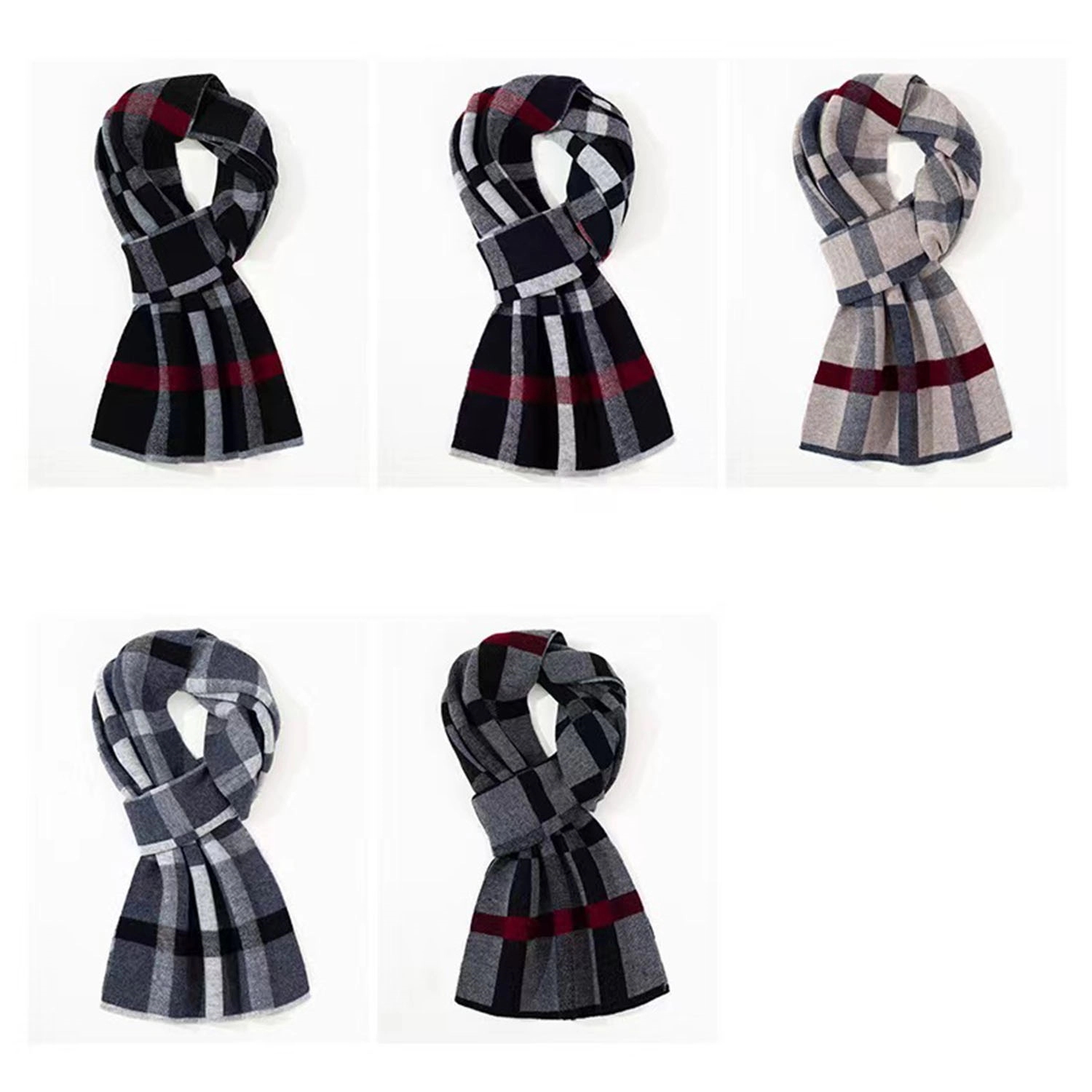 Winter Pure Wool Plaid Business Scarf For Men 4
