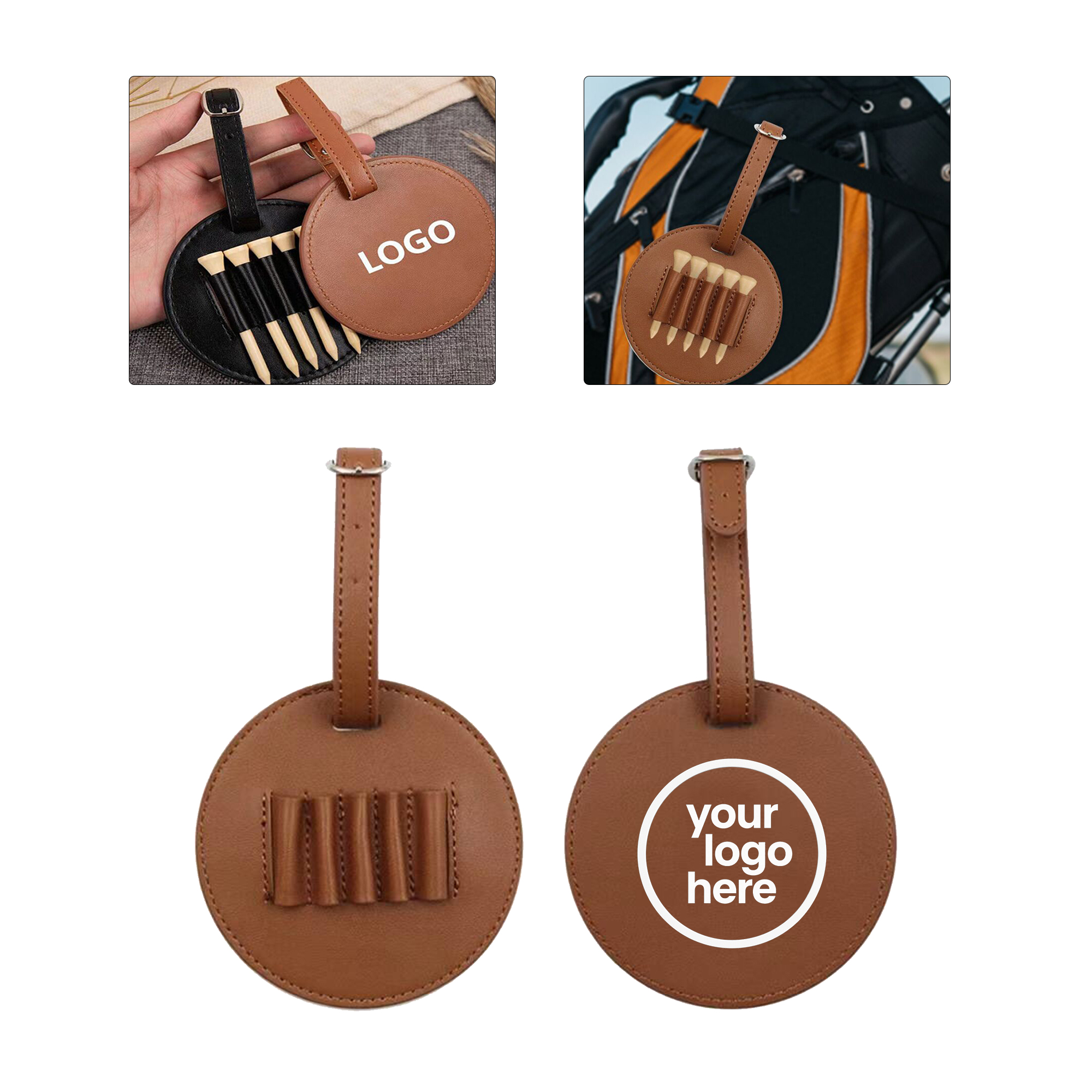 MOQ:100pcs PU Leather Golf Tee Pouch 2