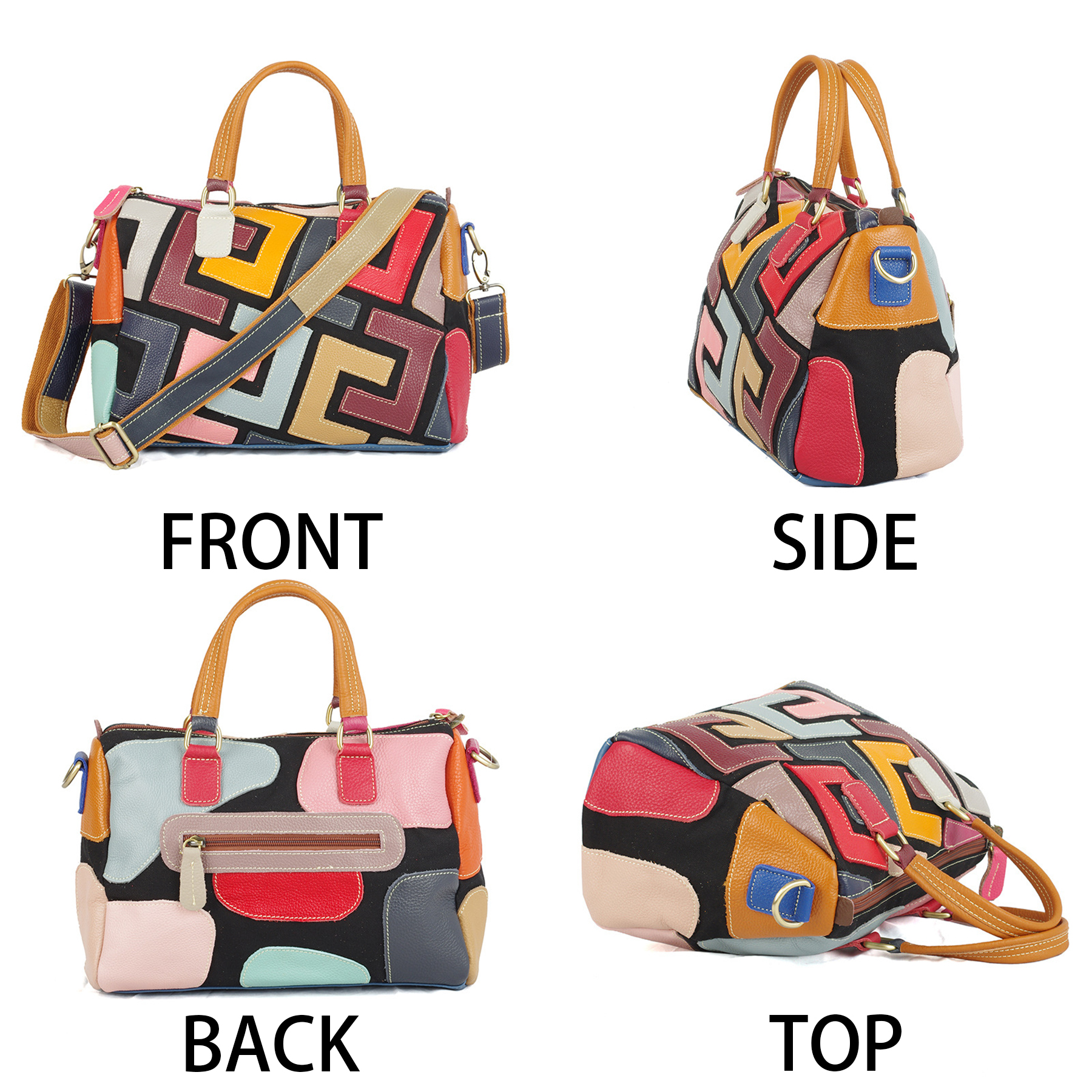 Genuine Leather Geometric colourful contrast cross-body bag 5