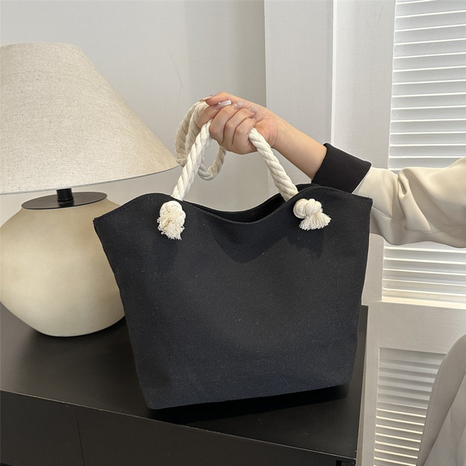 Large Capacity Tote Canvas Bag, custom tote bag with logo imprint 2