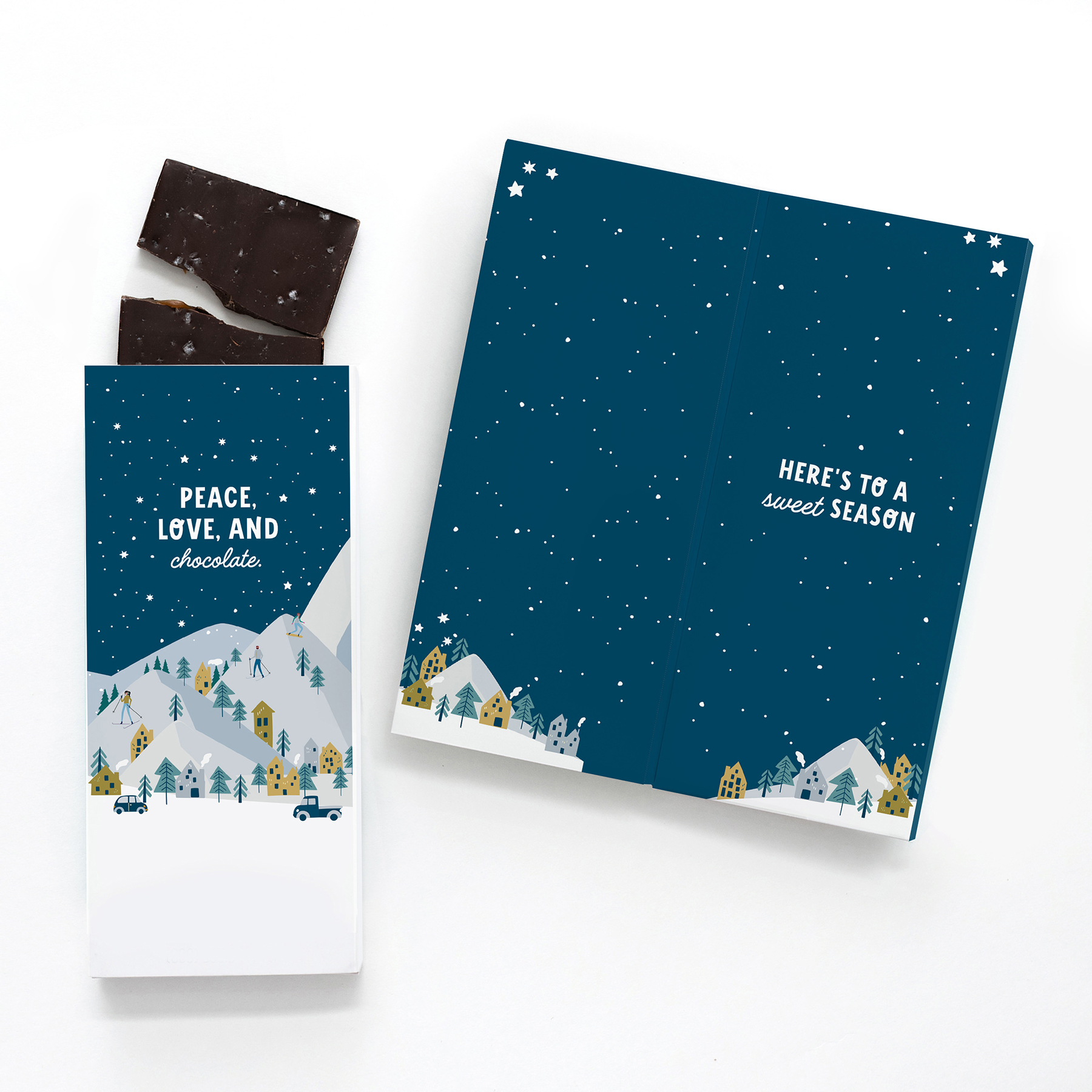 One Color Foil-Stamped Stock Holiday Sentiment Sweeter Cards with Sea Salt Caramel Chocolate Bar 2