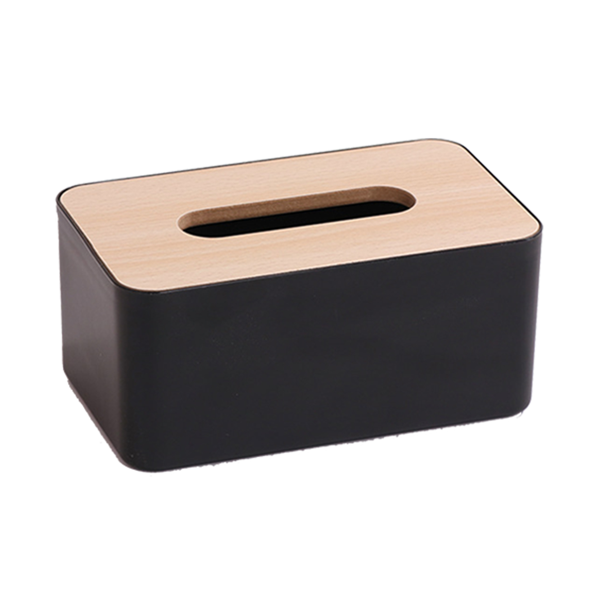 Plastic Tissue Box With Wood Lid 10