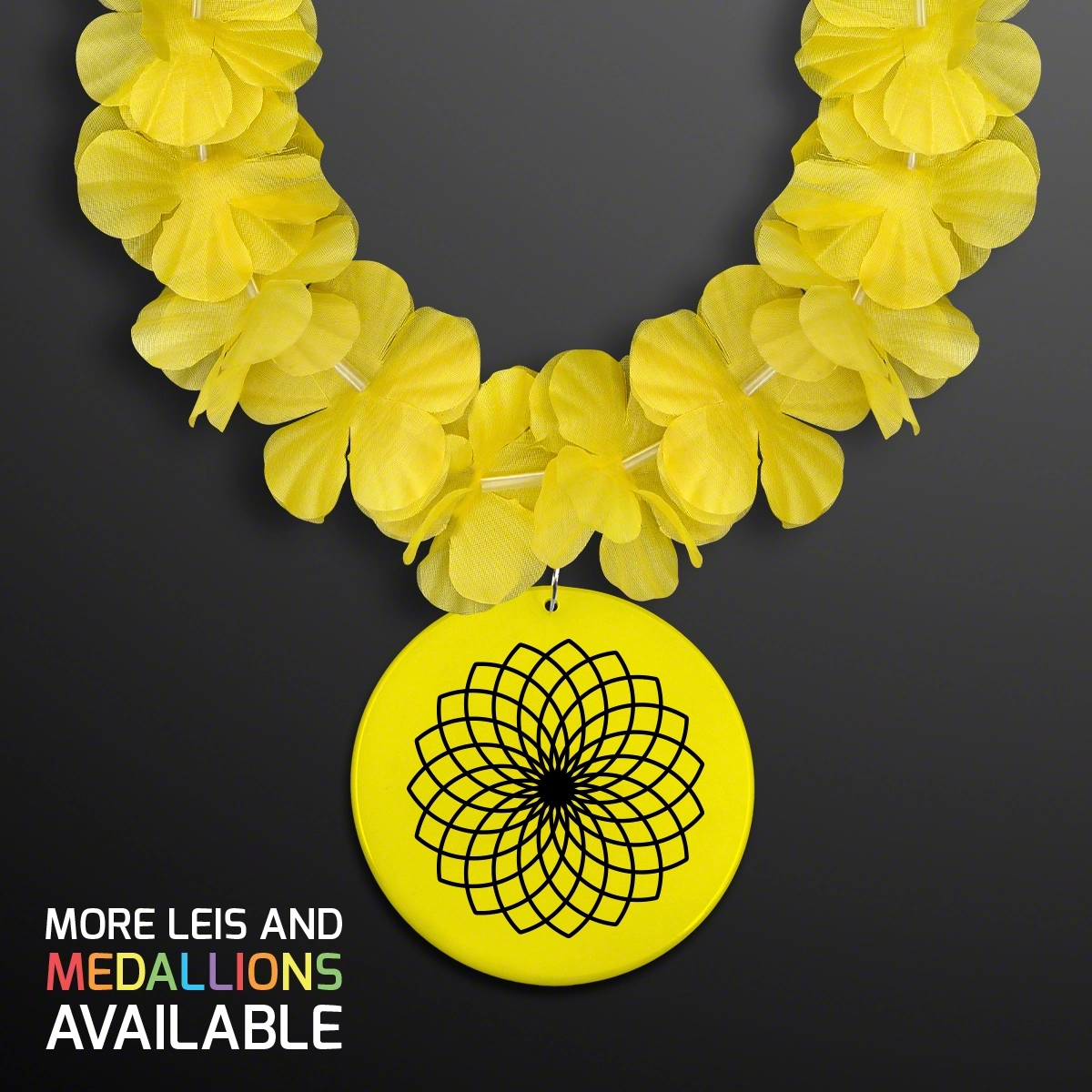 Yellow Flower Lei Necklace with Medallion (Non-Light Up) 2