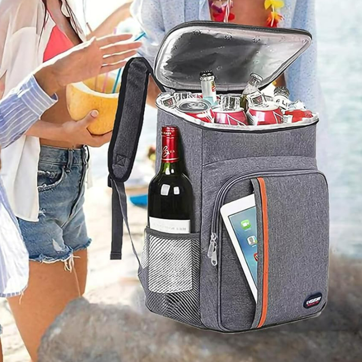 24L Insulated Cooler Backpack with Leakproof Liner Pockets 6