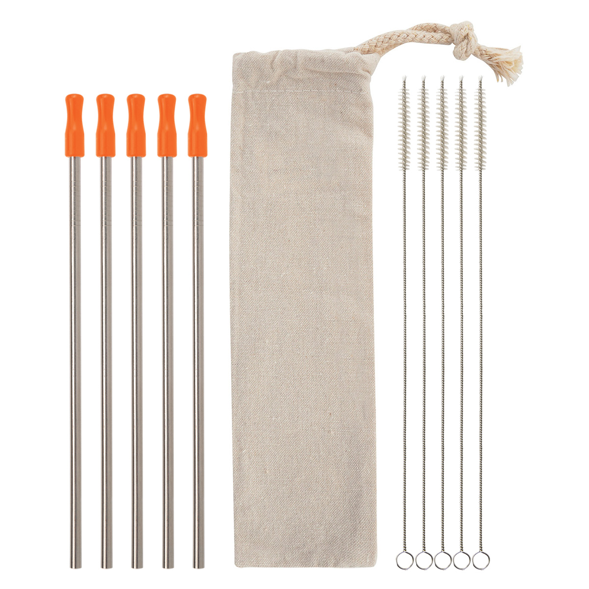 5-Pack Stainless Straw Kit with Cotton Pouch 4