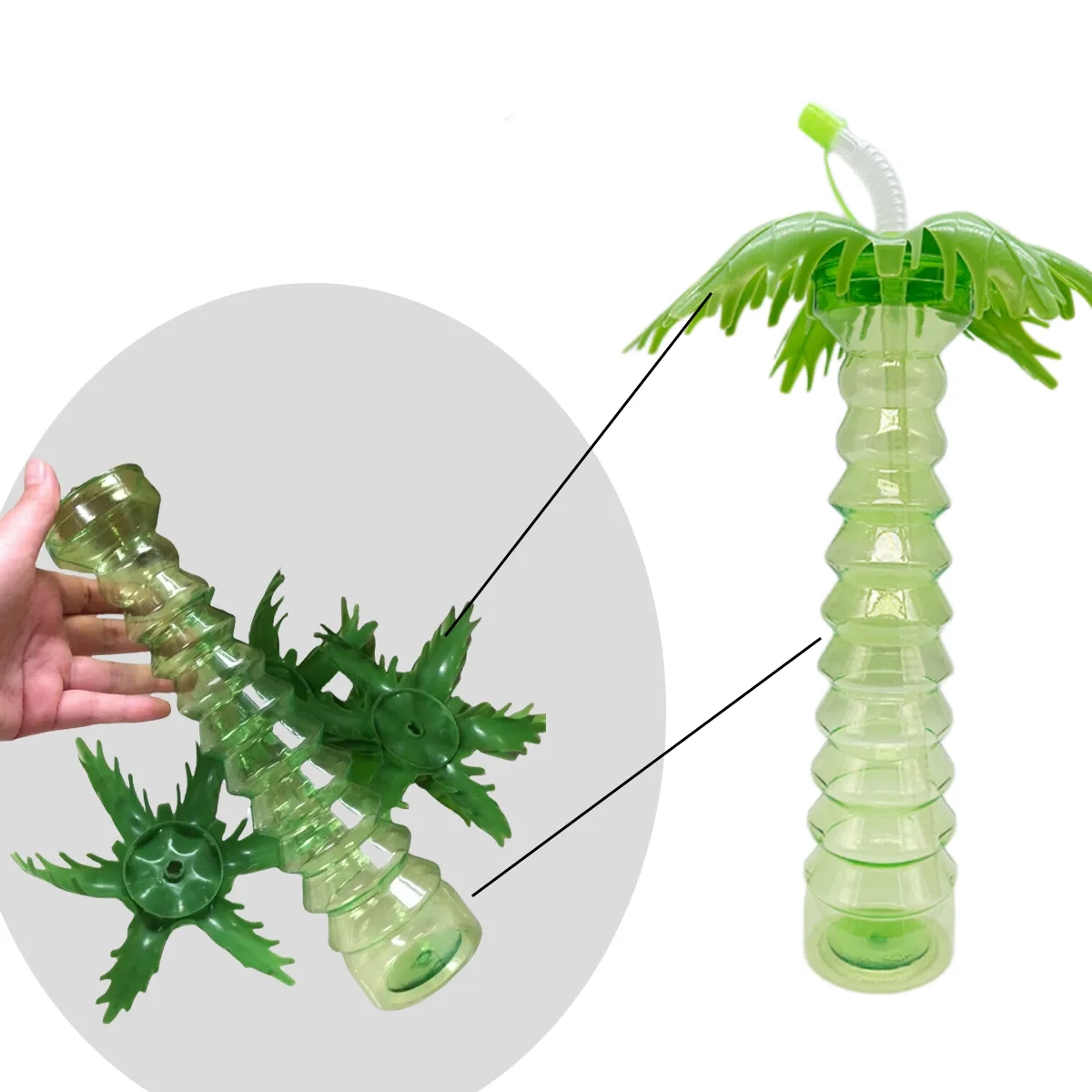 Palm Tree Novelty Tumbler with Straw for Tropical Drinks 5