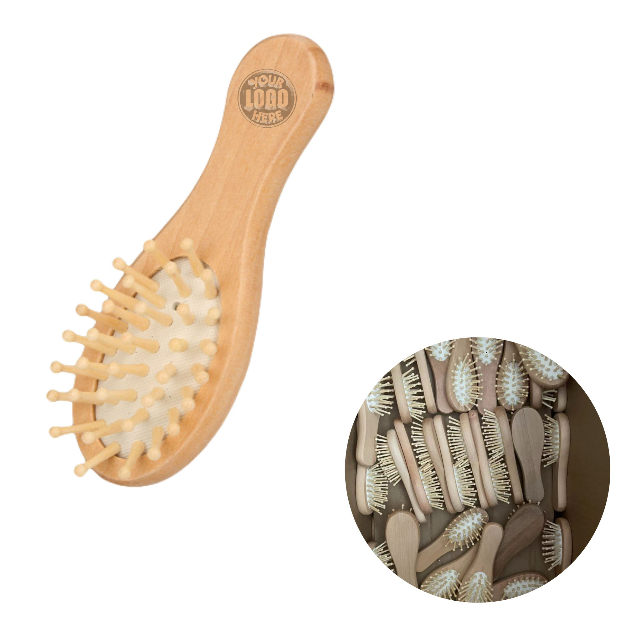 Wood Hair Brush Massaging Scalp 2