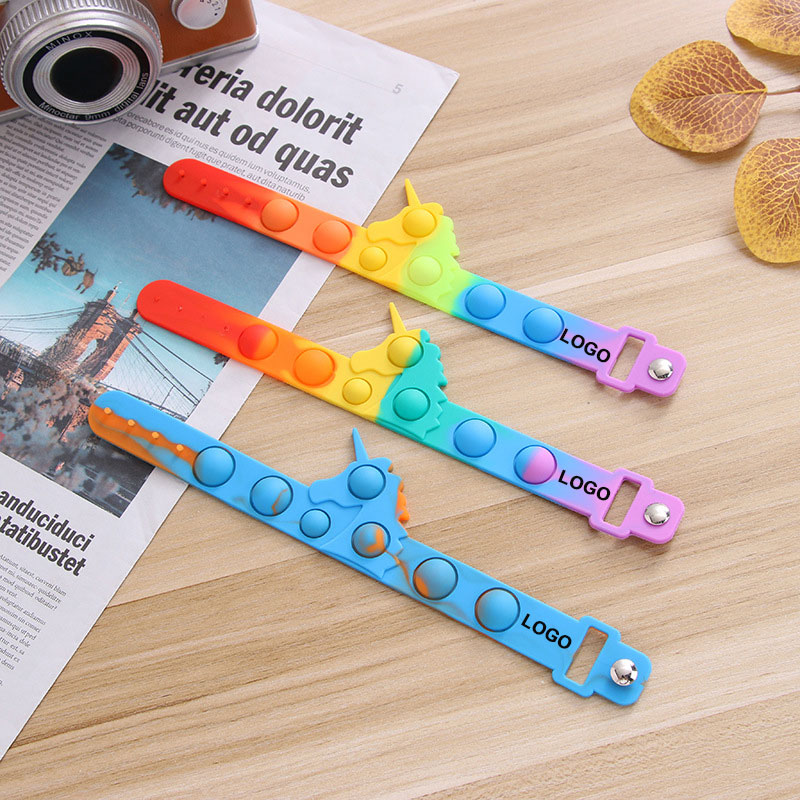 Unicorn Shaped Silicone Push Fidget Toy Bracelet 1
