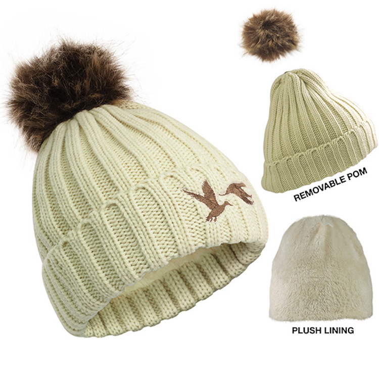 Cable Knit Beanie w/Removable Pom 6