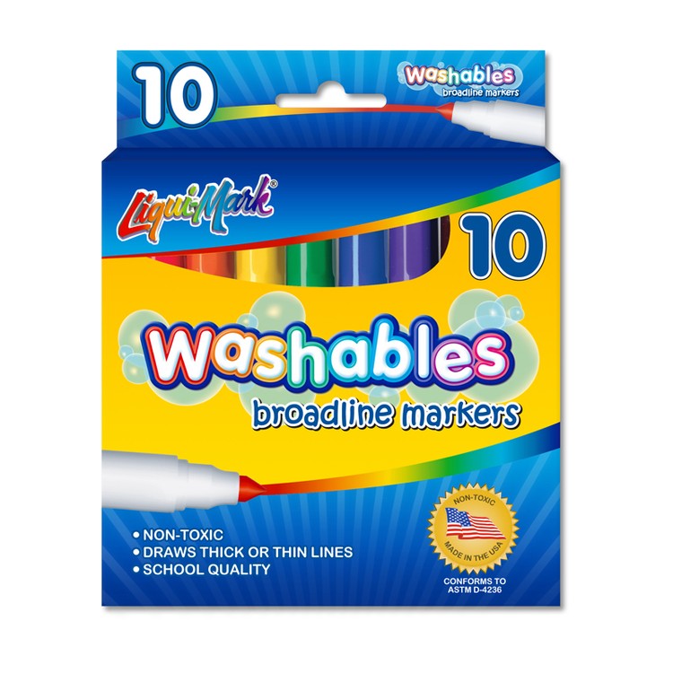 10pk Washable Broadline Markers- Assorted Colors - Made in the USA