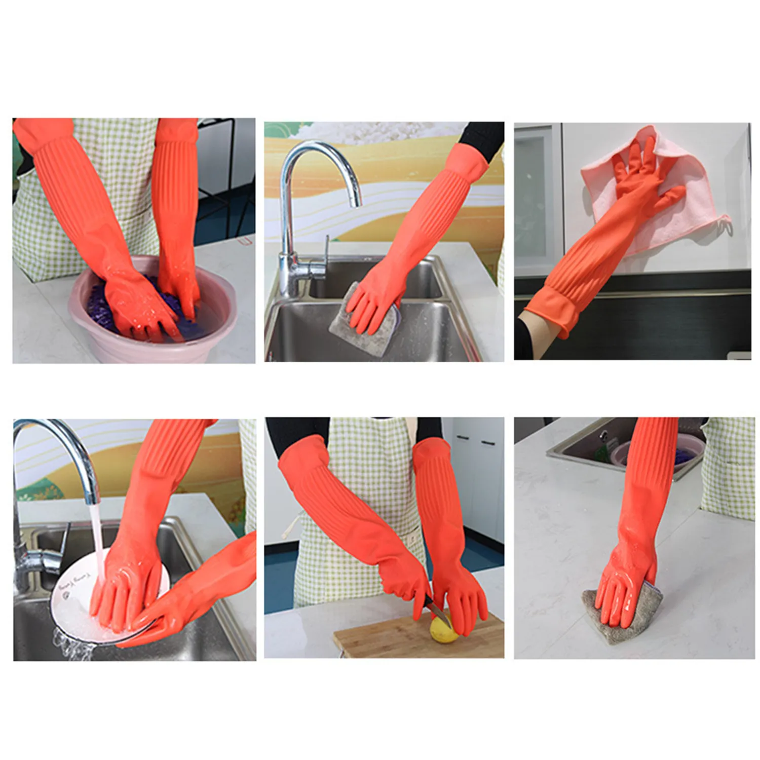 Extended Rubber Flocking Gloves 4