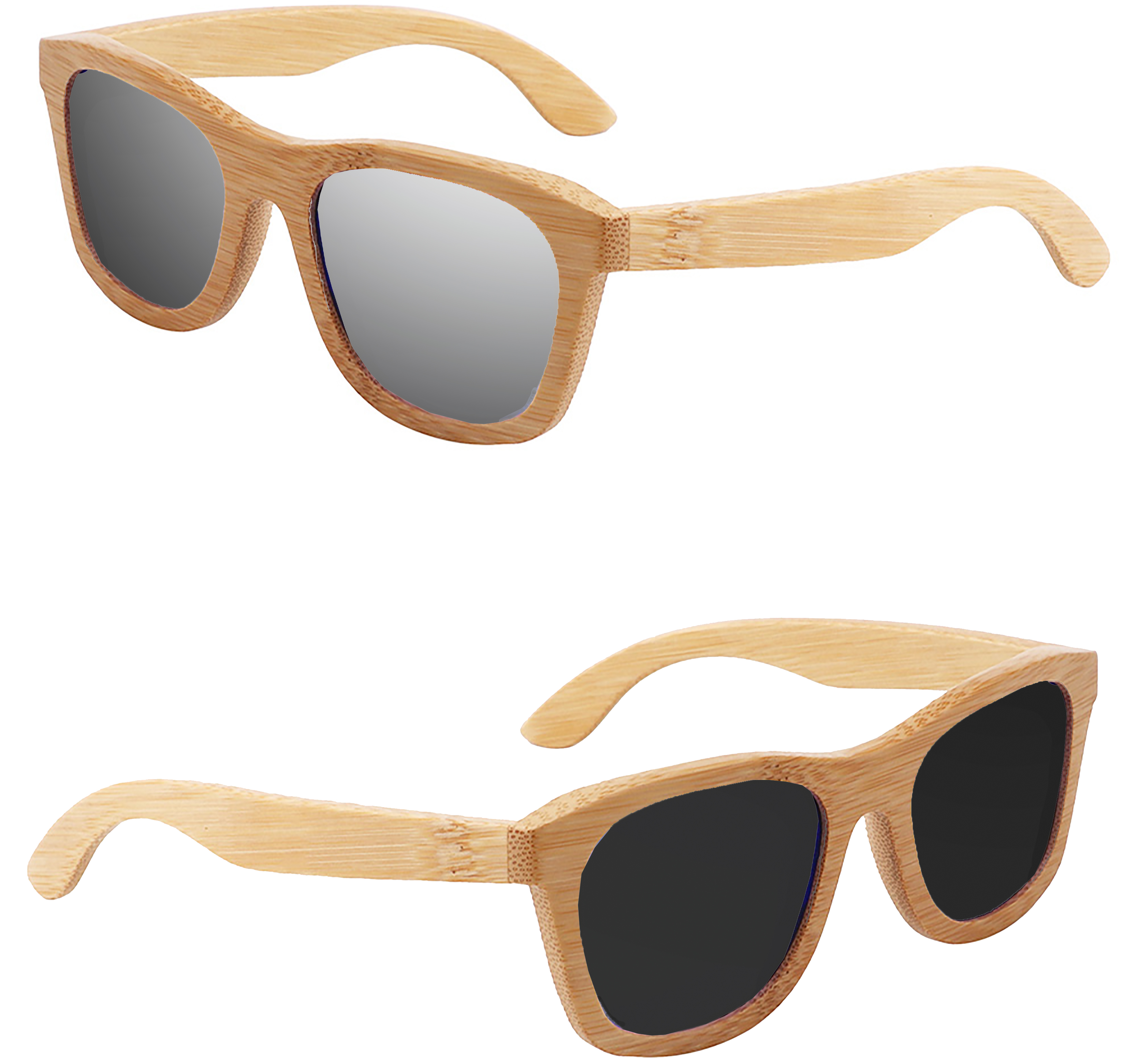 Bamboo Mirrored Lenses Promotional Sunglasses w/ Temple Imprint 2