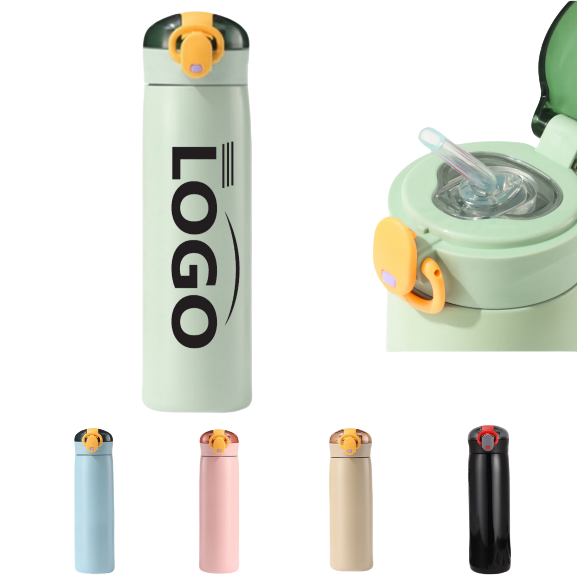 16oz Insulated Stainless Steel Water Bottle With Straw, custom water bottle with logo imprint 4