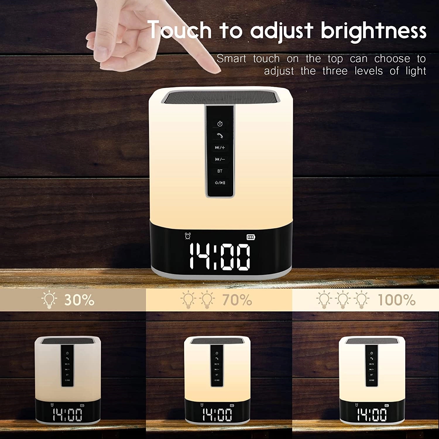 Bluetooth Portable Speakers Alarm Clock,Bedside Lamp 3