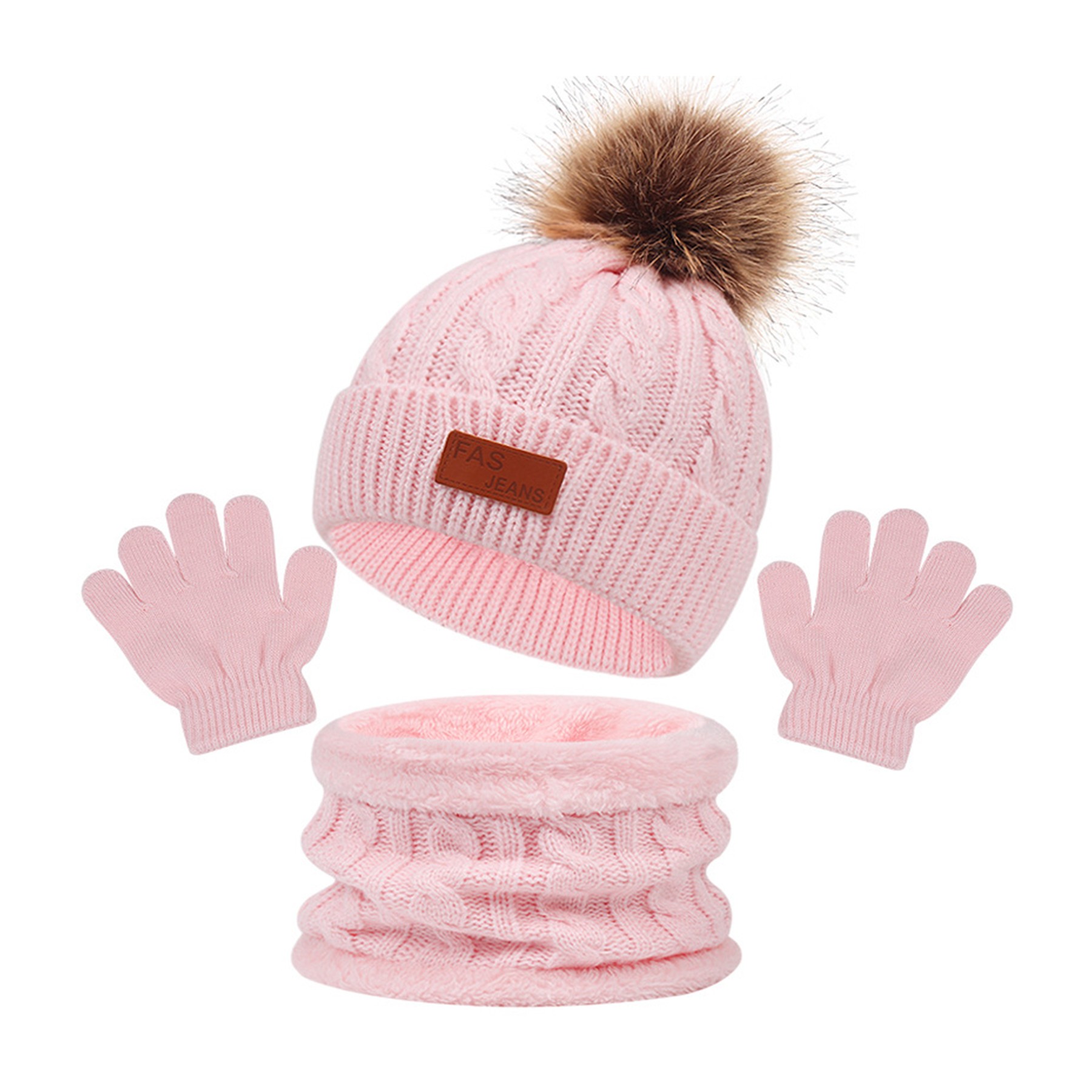 Winter Beanie Hat Scarf Gloves Set 12