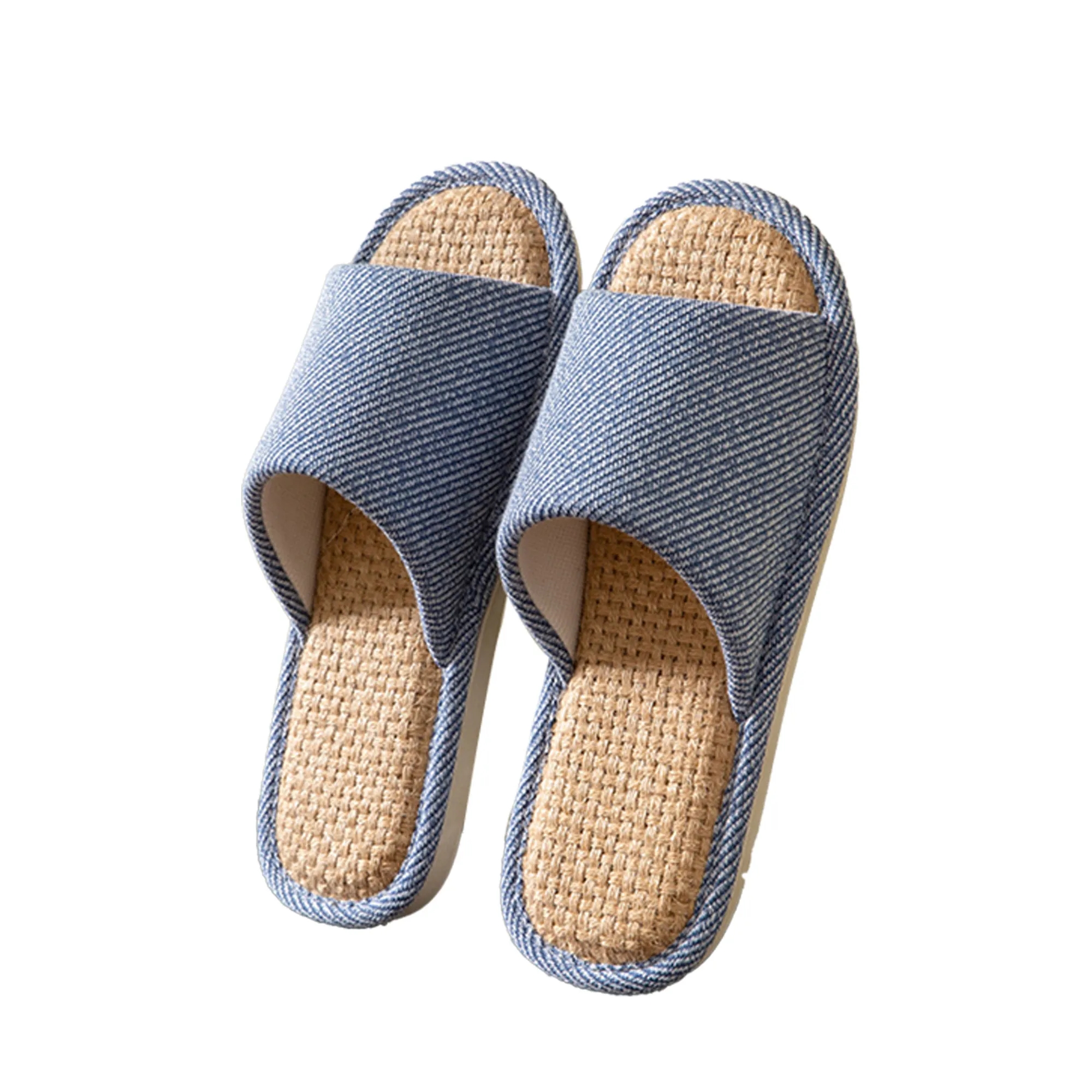 MOQ 30 Summer Linen Slippers Indoor Quiet Breathable 2