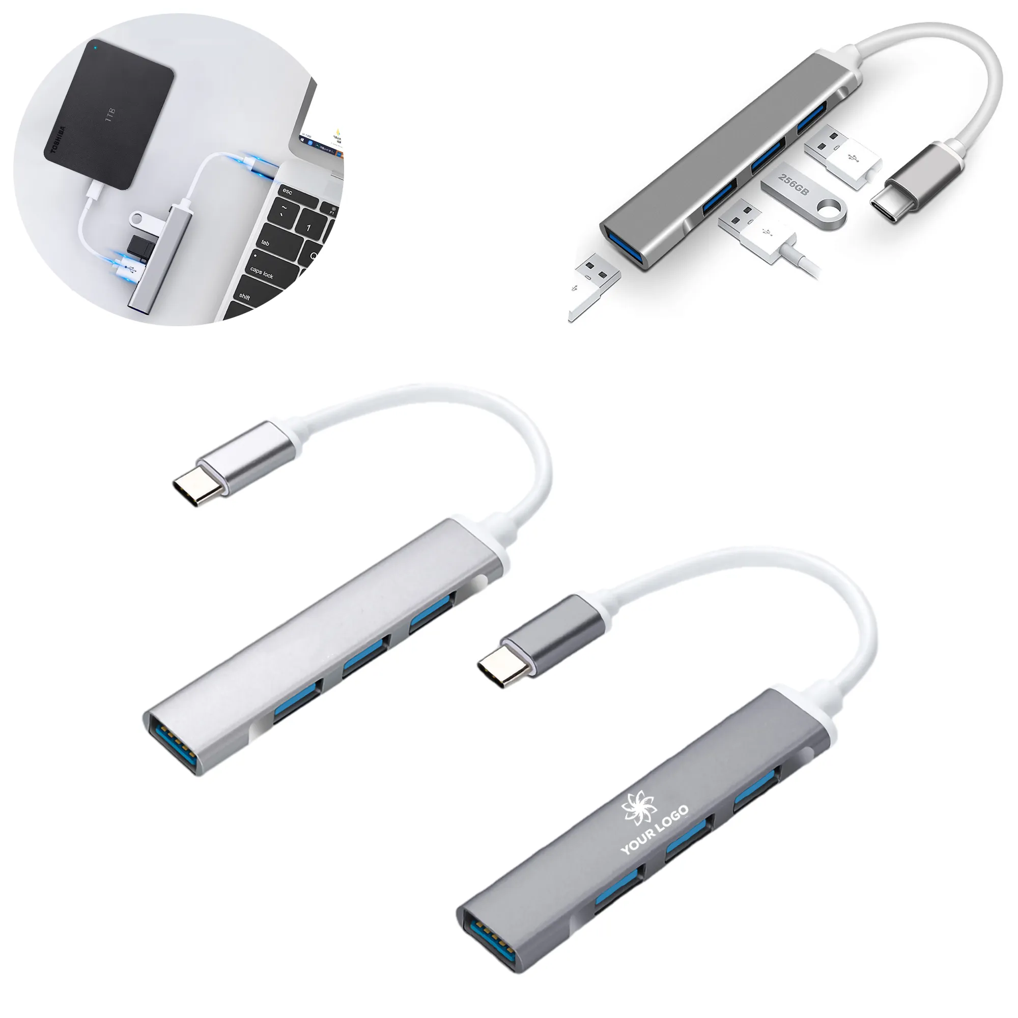 Extender Dock Adapter Type-C to 4-Port USB 3.0 Hub 3