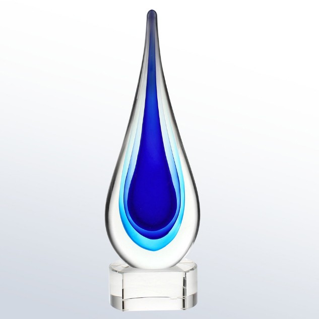 Teardrop Designer Art Glass Award - Blue / Large 2