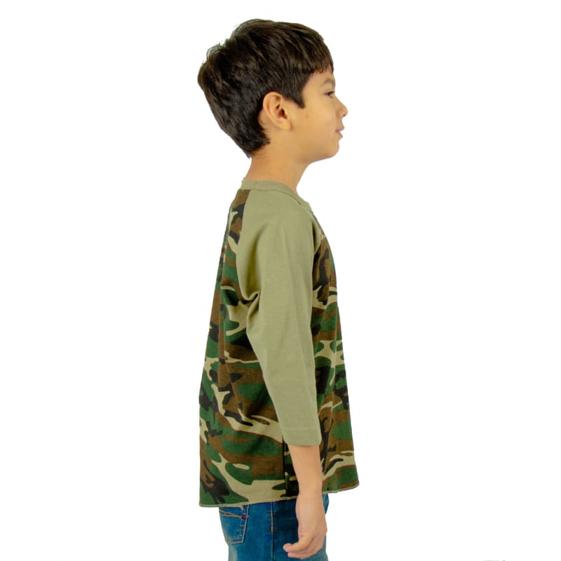 Shaka Wear Youth Three-Quarter Sleeve Camo Raglan T-Shirt 12
