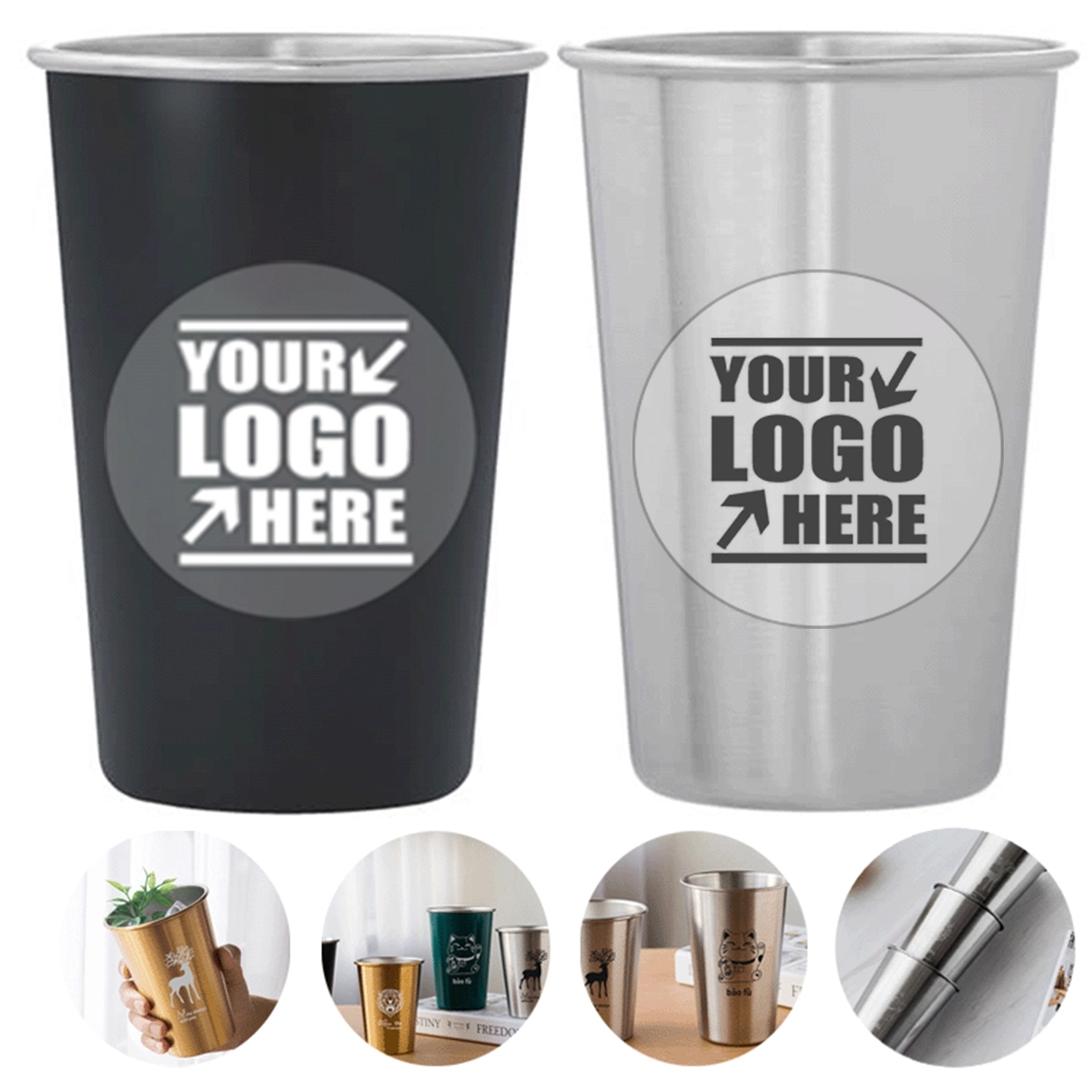 Custom 16oz Unbreakable Stainless Steel Pint Cups 1