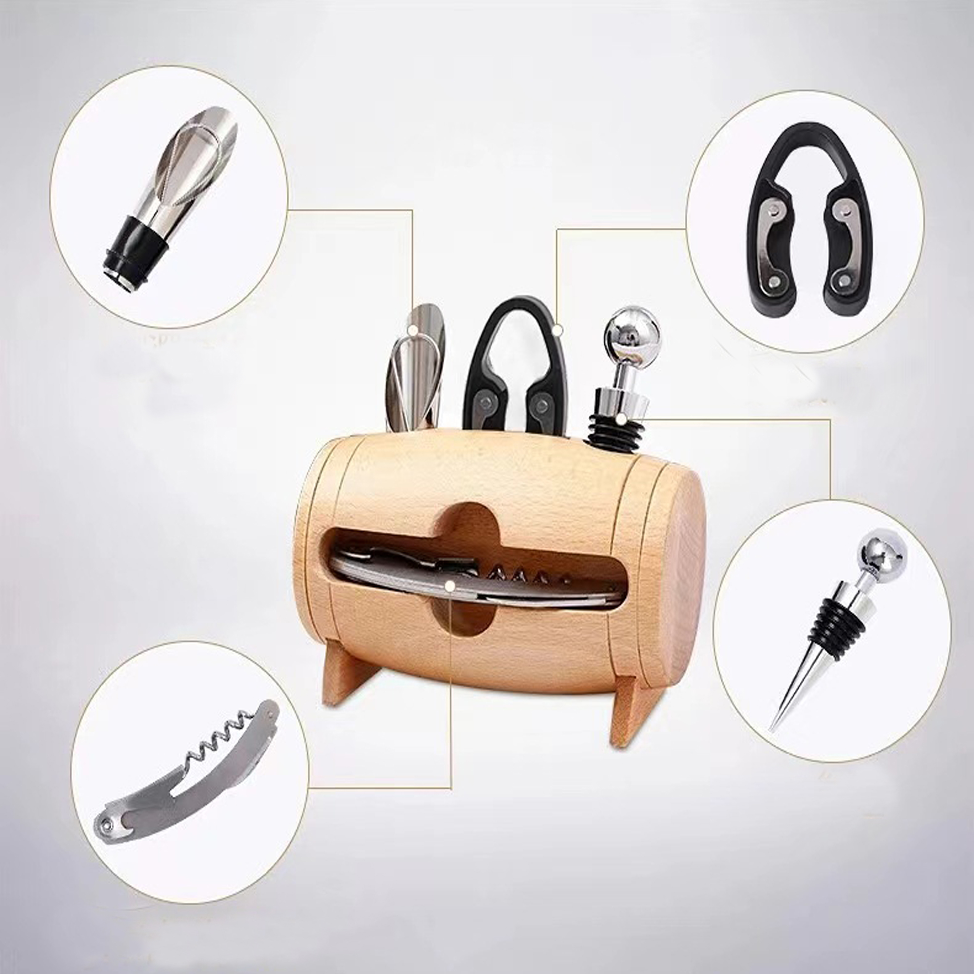 Bamboo 4-Piece Wine Tool Set 1