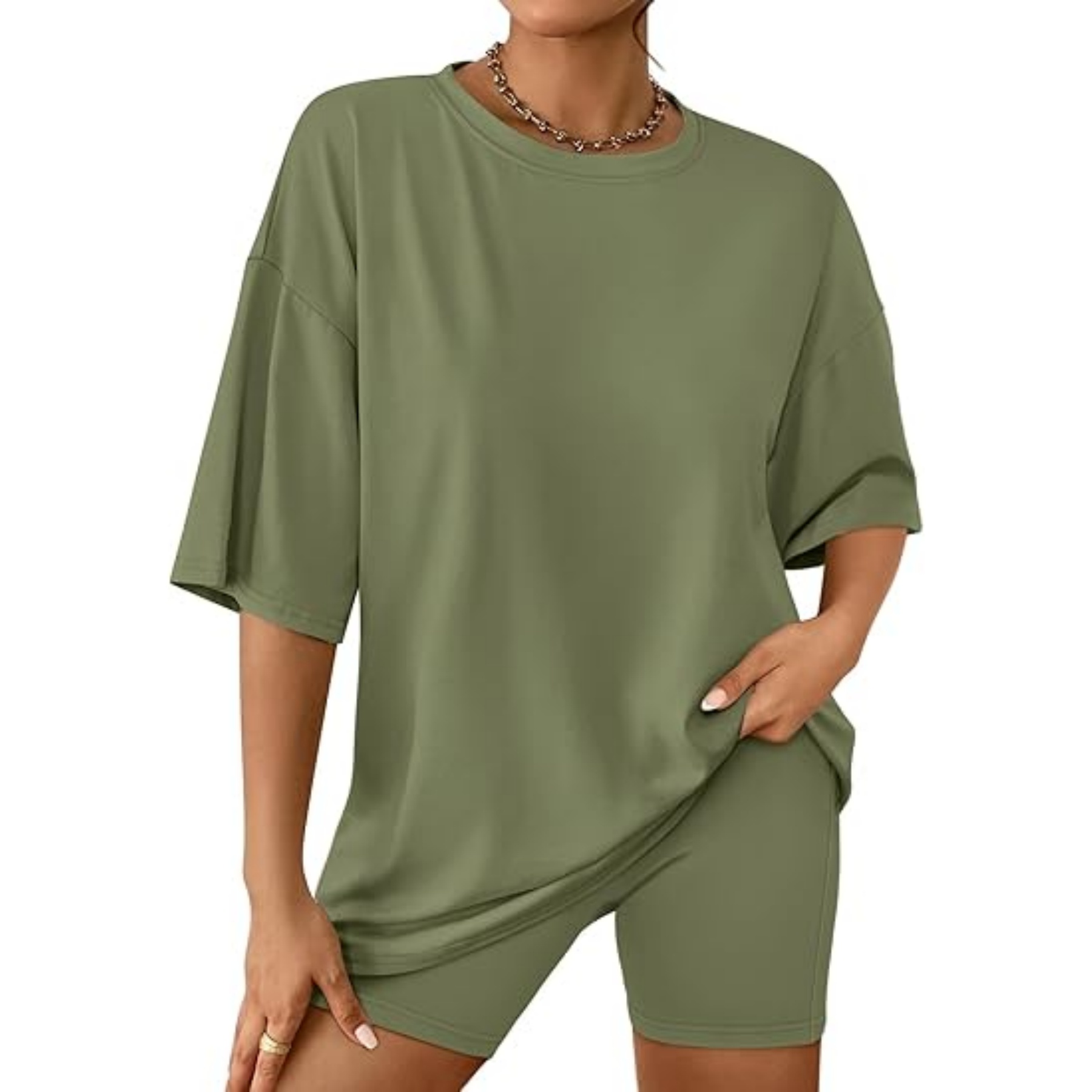 Womens Summer Oversized Tshirts Biker Shorts 6