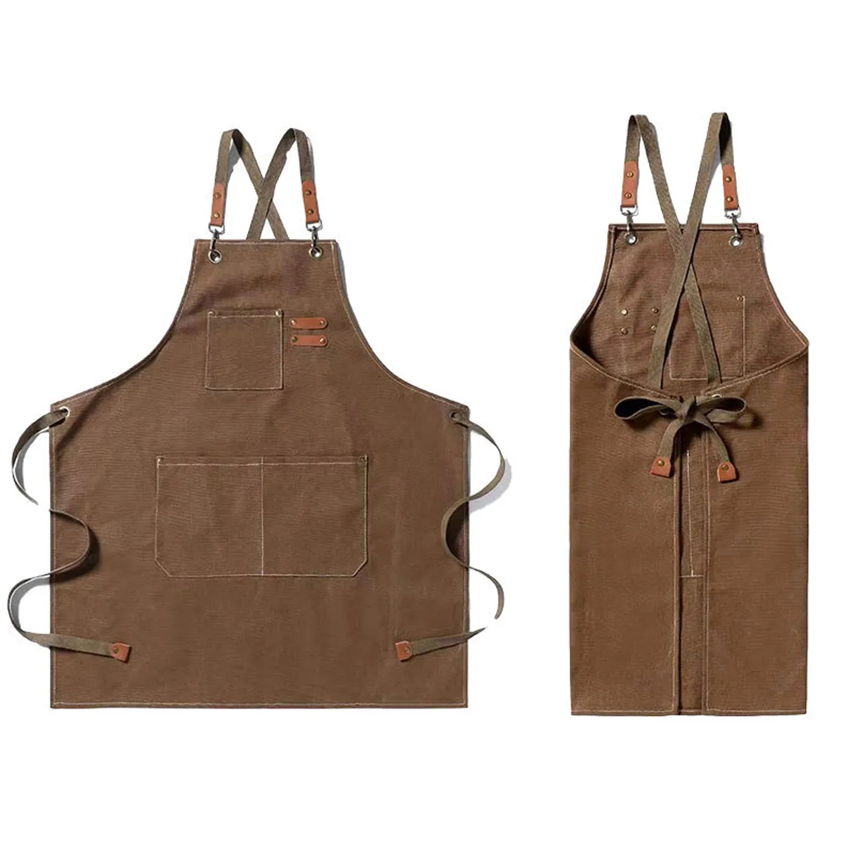 Denim Aprons with Cross Back Adjustable Straps 4