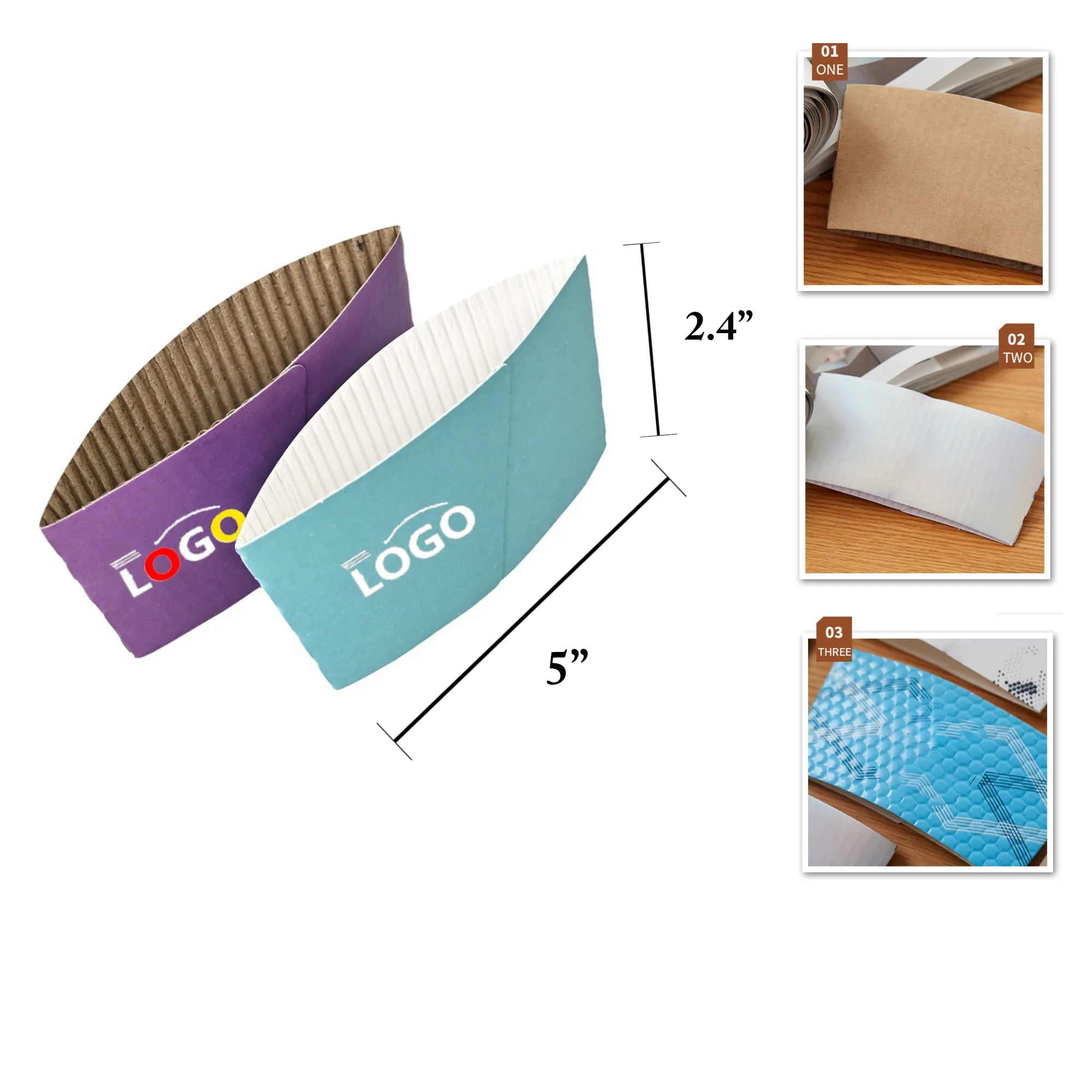 MOQ250 Corrugated Cup Sleeve for Hot and Cold Drinks 4