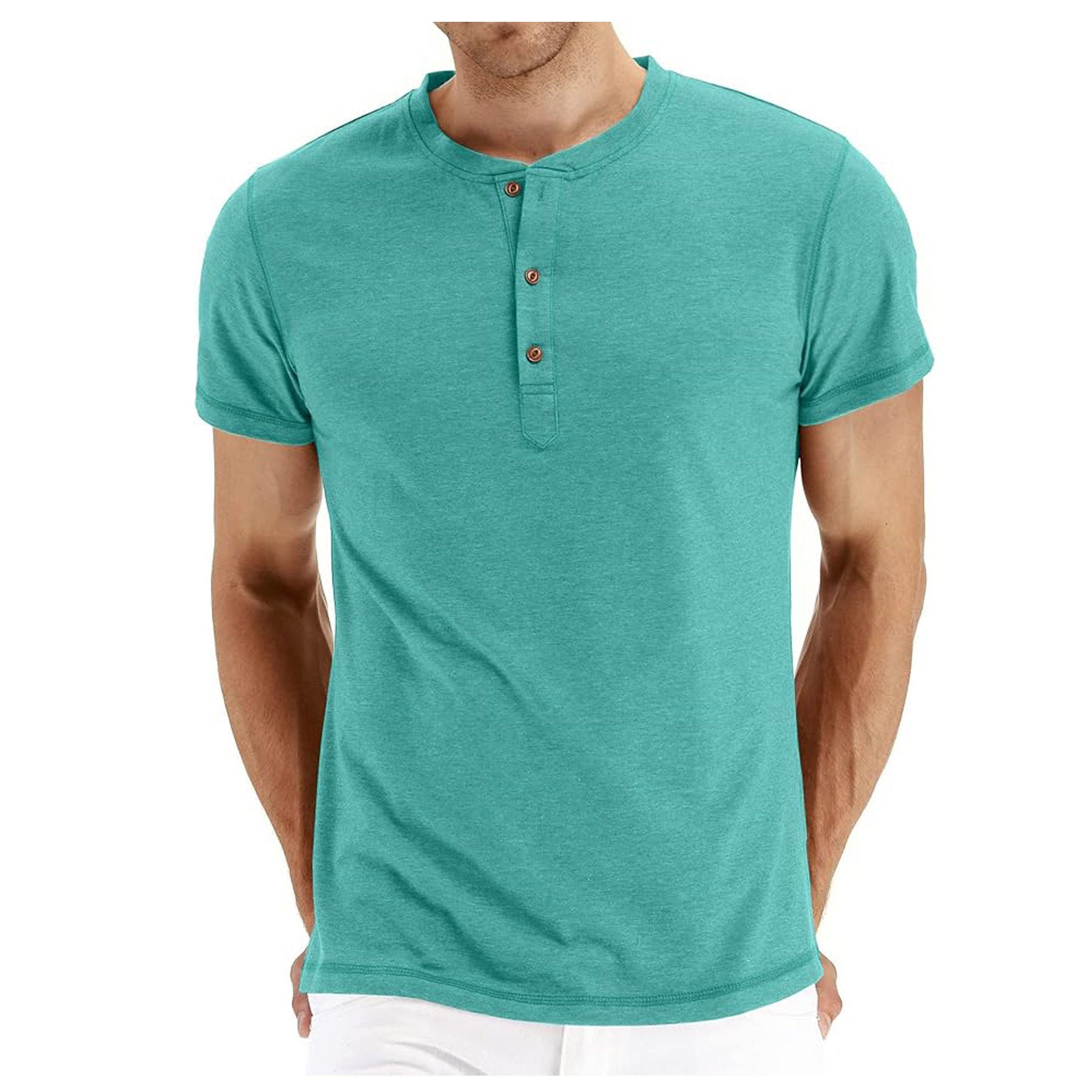 Men's Long Sleeve Henley Cotton T Shirts 5