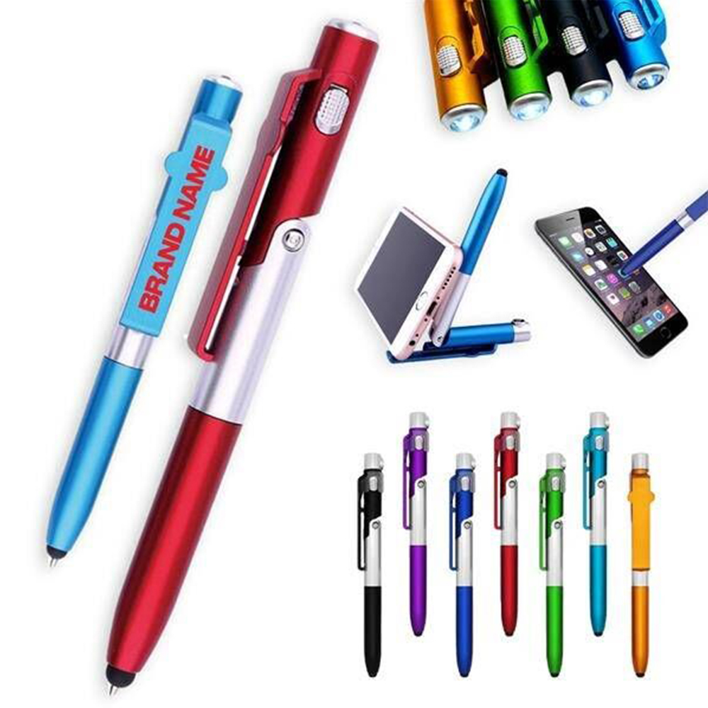 Folding Ballpoint Stylus Touch Pen Flashlight Phone Holder 2