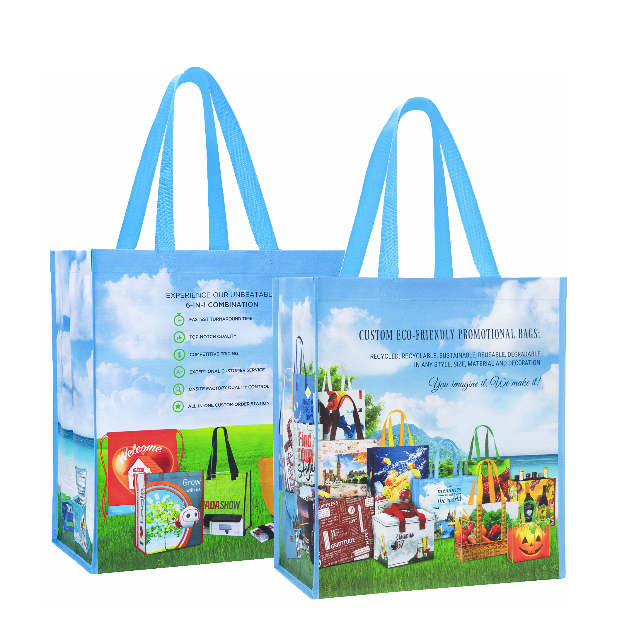 Custom Recycled Full-Color Printed Laminated RPET Promotional Bag 13"x15"x8" 2